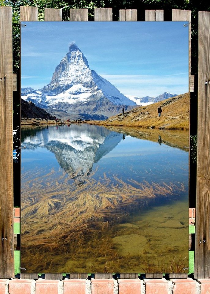 Thumbnail - Wallario Sichtschutzzaunmatten Matterhorn - Spiegelung im See