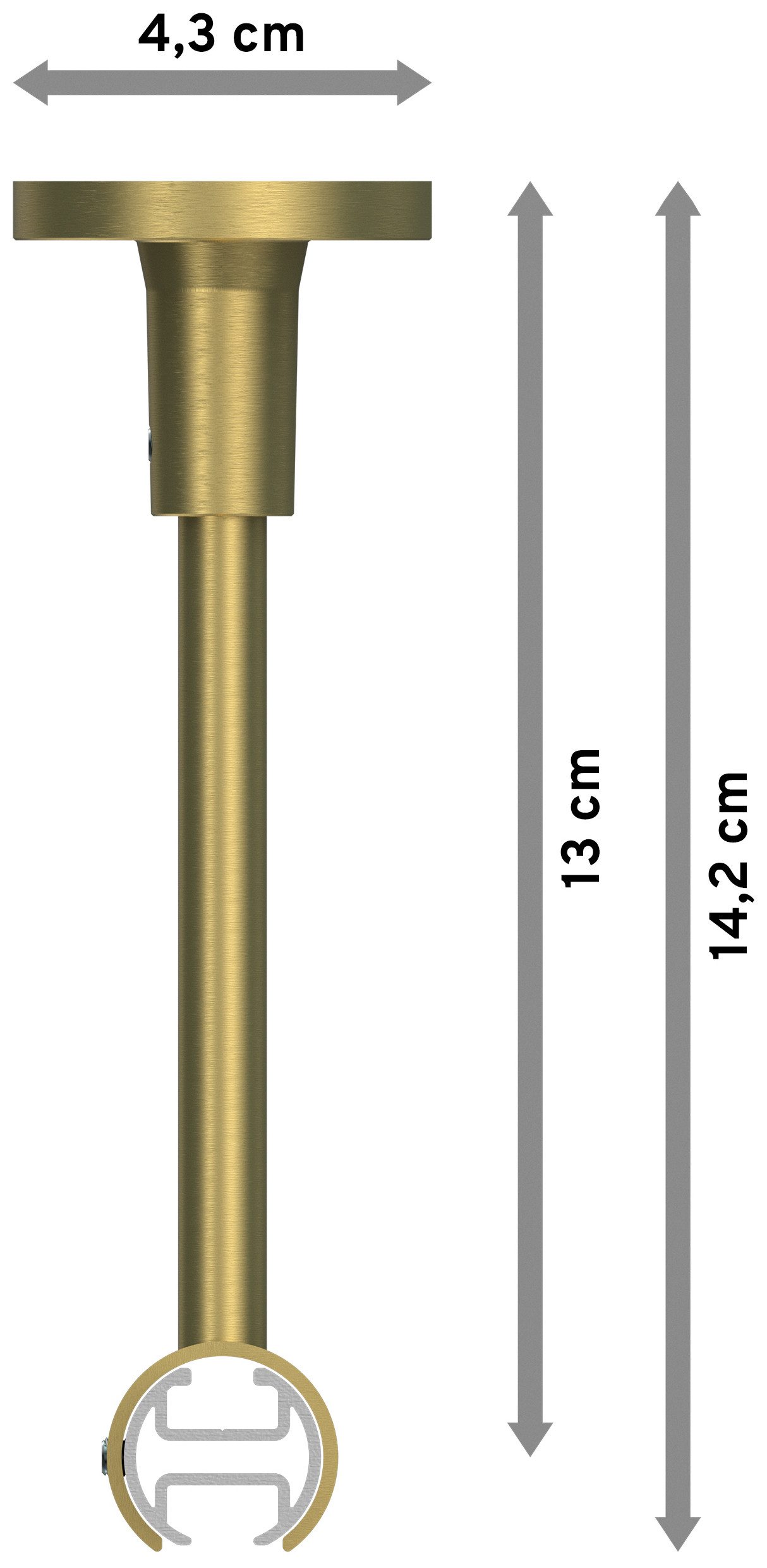 INTERDECO Innenlaufschiene Sonette Sitra, Ø 20 mm, 1-läufig, Fixmaß, kürzbar, Deckenmontage, Aluminium, Edelstahl-Optik / Messing-Optik / Bicolor