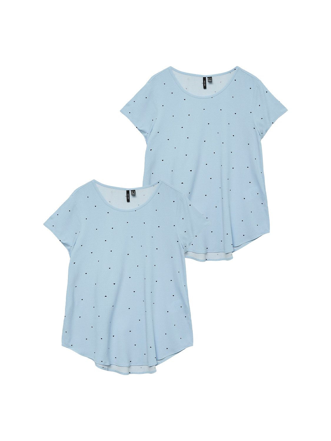 Vero Moda T-Shirt 2er-SET Modisches Design mit Muster und Rundhals (2-tlg) VMBELLA SS TOP AOP WVN GA 2er-SET