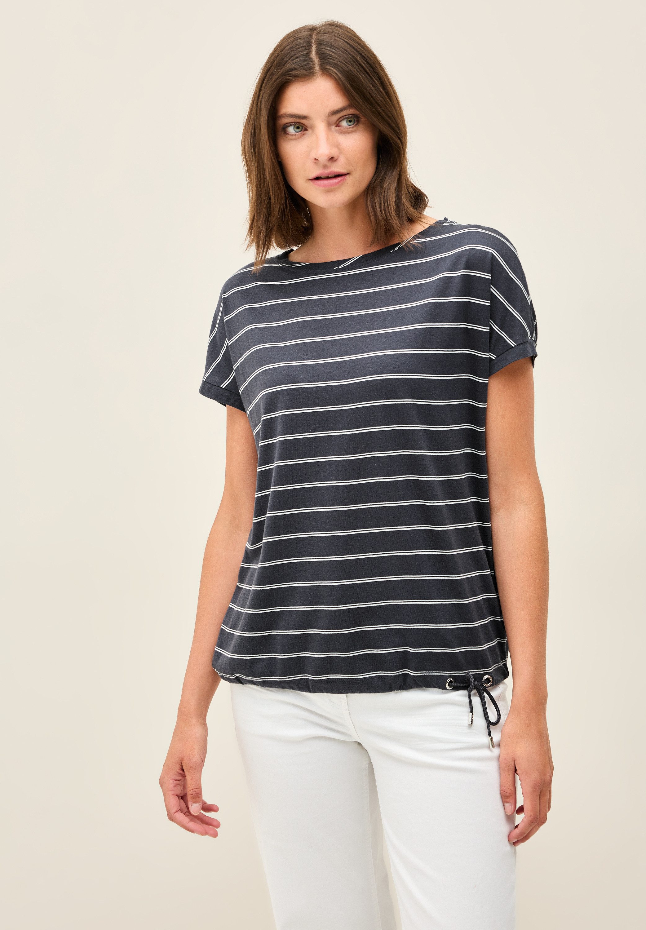 Cecil T-Shirt, mit Tunnelzugsaum günstig online kaufen