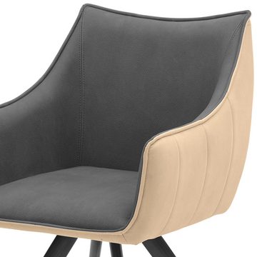 Lomadox Polsterstuhl DEN HAAG-119, Esszimmerstuhl Stuhl Esszimmer beige grau Kunstleder Gestell drehbar