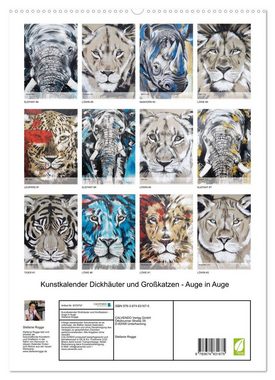CALVENDO Wandkalender Kunstkalender Dickhäuter und Großkatzen - Auge in Auge (Premium, hochwertiger DIN A2 Wandkalender 2023, Kunstdruck in Hochglanz)