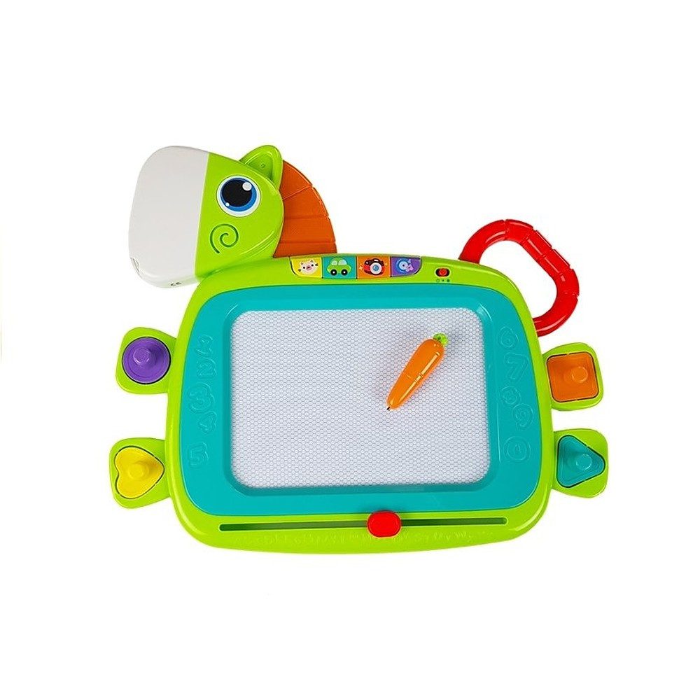 LEAN TOYS Zaubertafel Maltafel Magnettafel Kreativspielzeug, (Spar-Set, 1-tlg., 35 x 29 cm löschbar), Löschbar, 4 Stempel, Soundtasten, Tragegriff