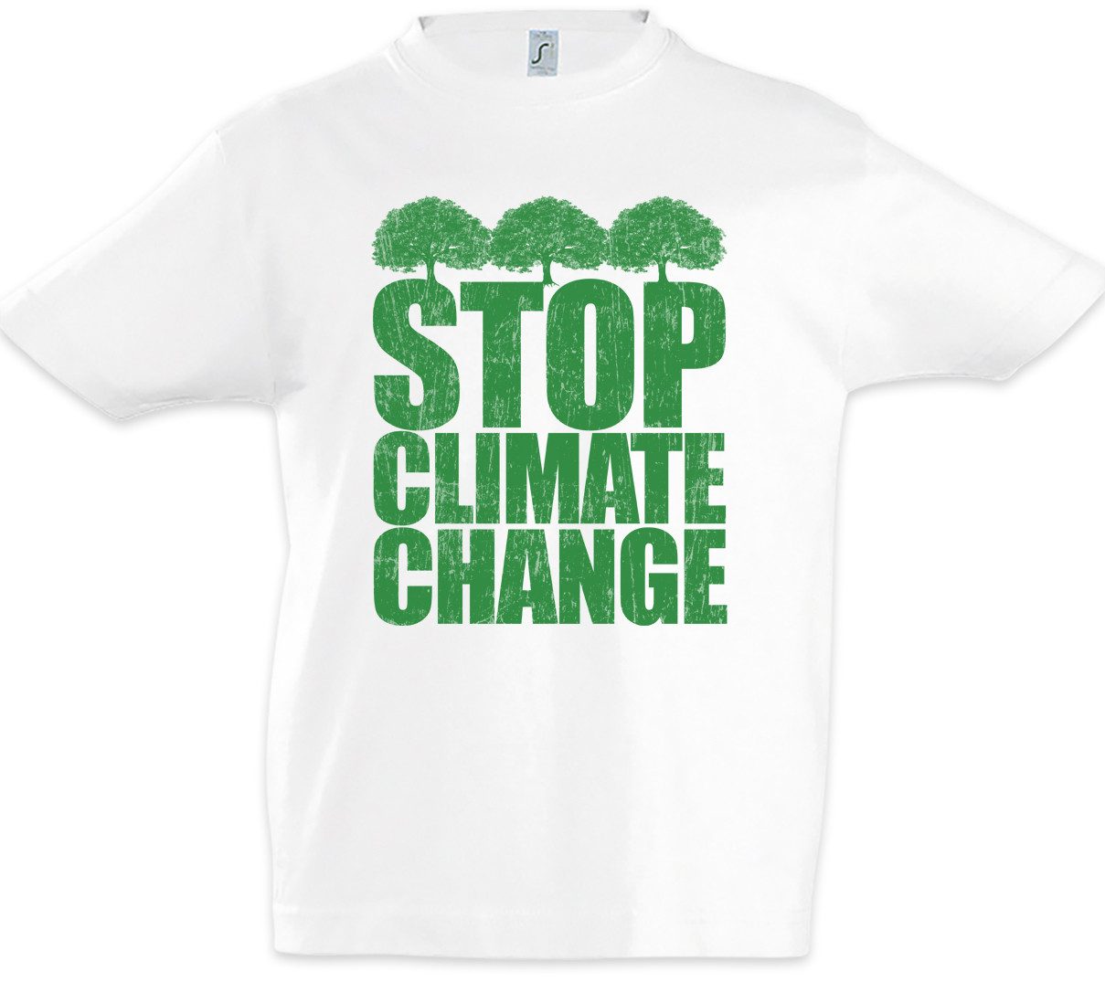 Print-Shirt Stop Climate Change Kinder T-Shirt Save World Green Energy Animal