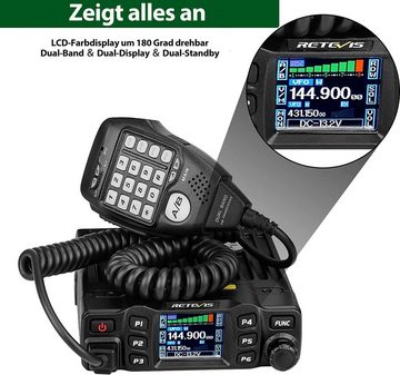 Retevis Funkgerät »RT95 Walkie Talkie Mobile Dual Band UHF/VHF CTCSS/DCS«, (Mobilgerät)