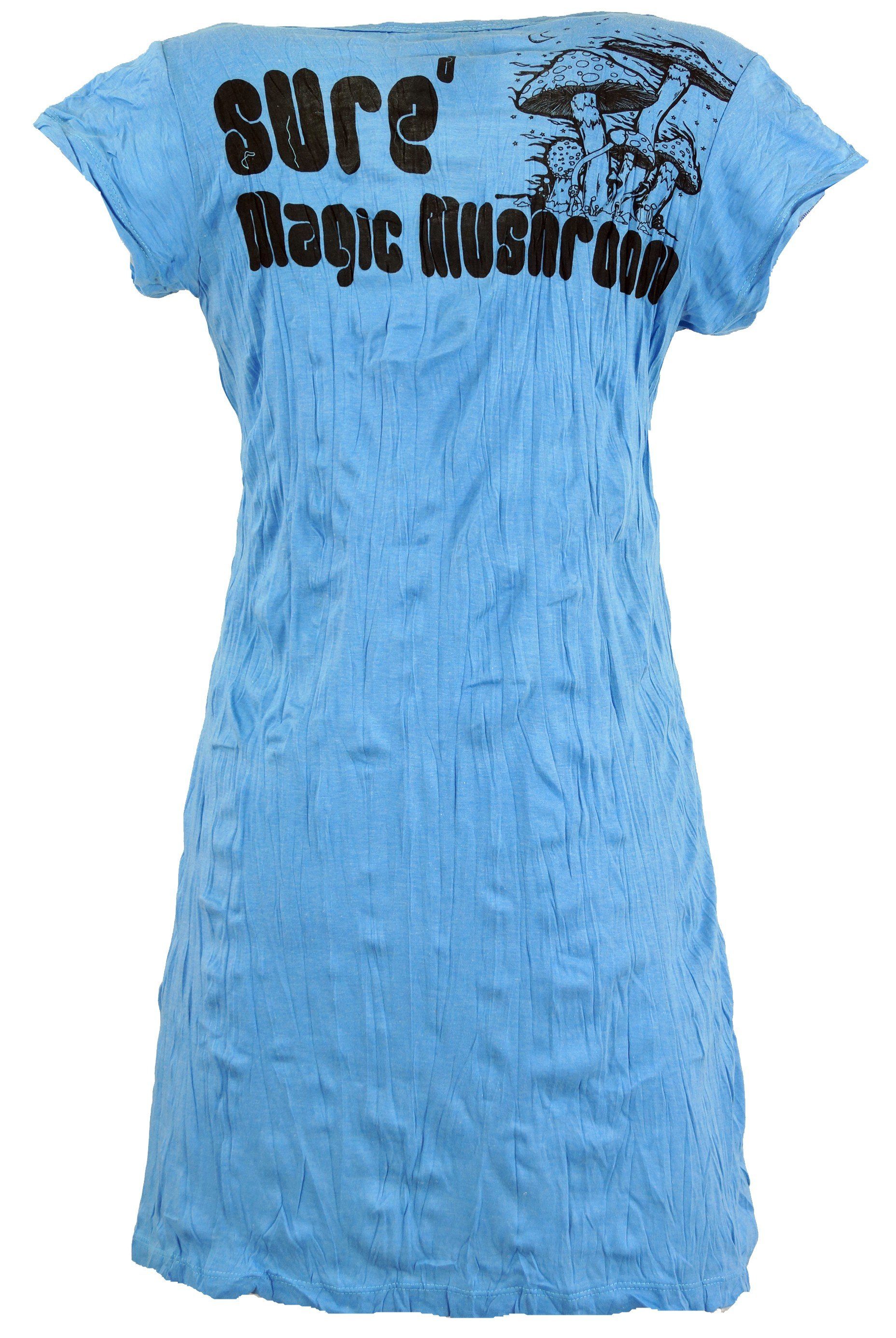 Shirt, Bekleidung Mushroom hellblau alternative Festival, Minikleid Long Style, Goa Sure -.. Magic Guru-Shop T-Shirt