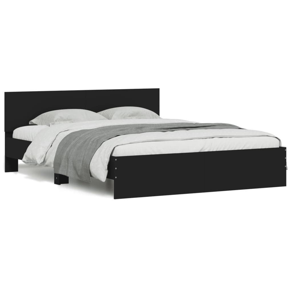furnicato Bettgestell Schwarzes aus Holzwerkstoff 193x145x70 cm (1-tlg), Stabilisierter Schlafrahmen mit Rückenstütze für das Schlafzimmer