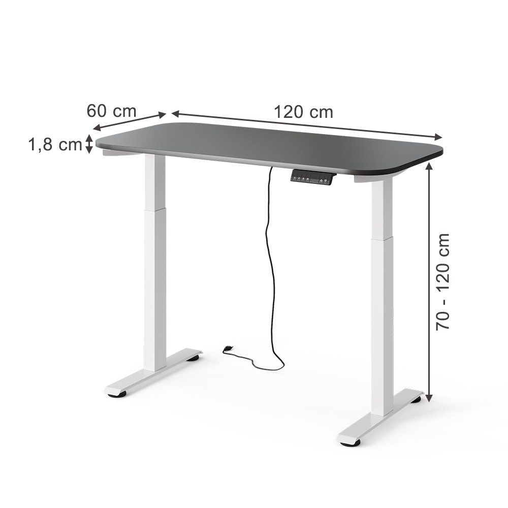 Vicco Schreibtisch Elevate, Weiß/Anthrazit/Weiß, 120 x 60 cm 2 Motoren (1-St)