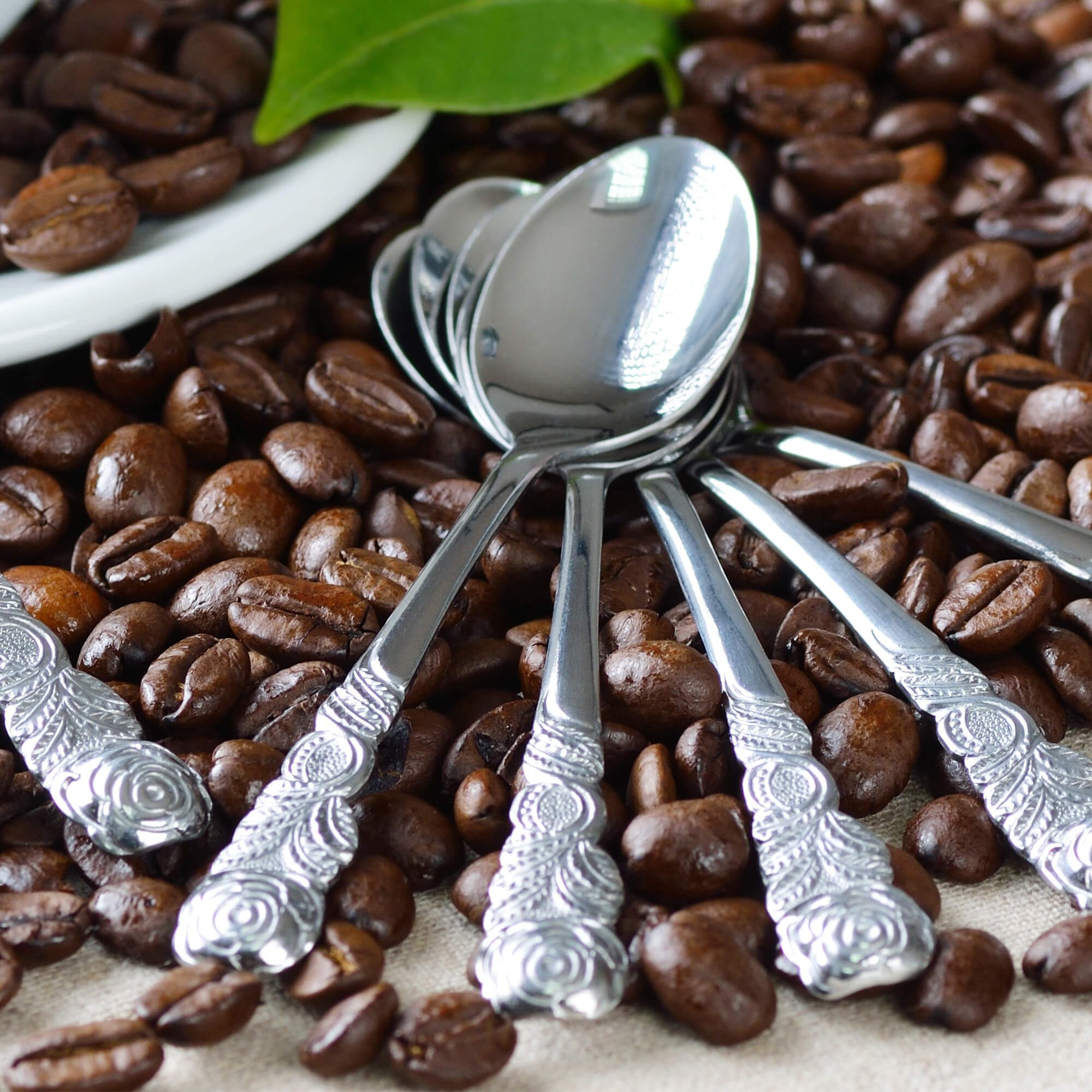 GRÄWE Espressolöffel GRÄWE 6 Stück Espressolöffel Edelstahl, Rosendekor