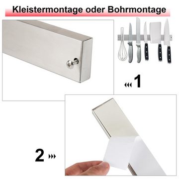 Randaco Wand-Magnet Messer-Leiste Messerhalter Wand-Magnet Messerblock Edelstahl mit 3M Klebeband 40cm