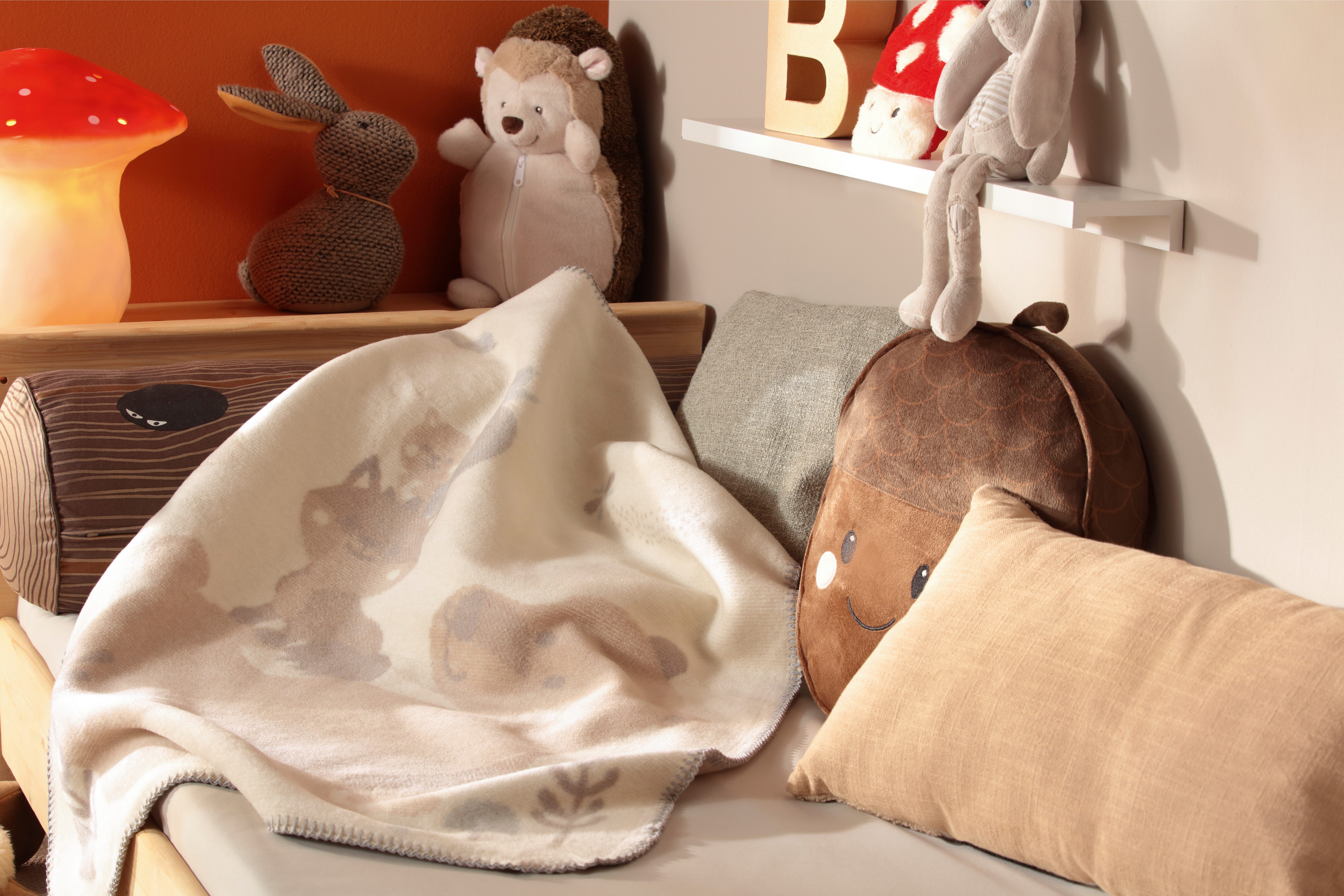 Babydecke Babydecke Foxy&Friends, Biederlack, 75 x 100, mit Zierstich