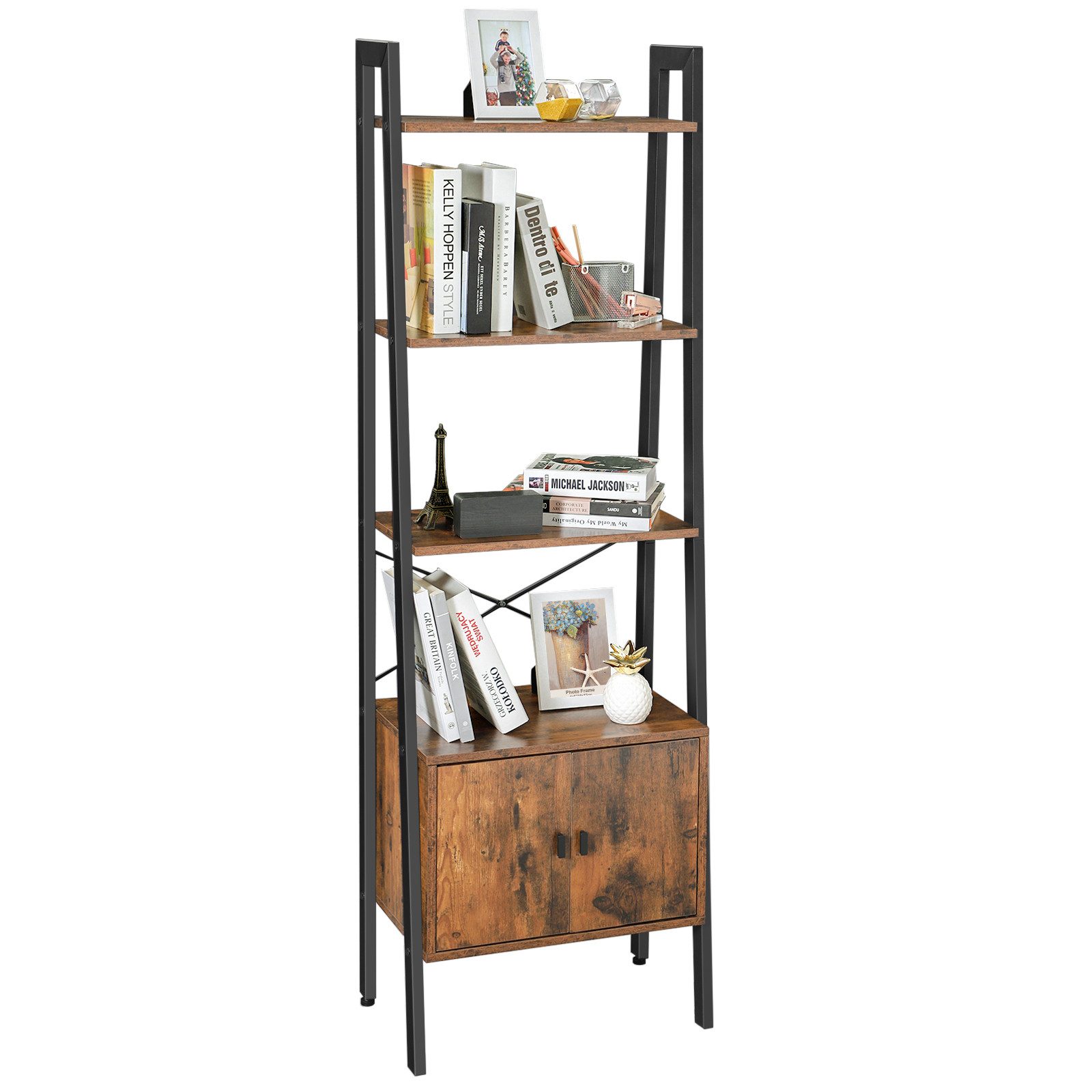 VASAGLE Standregal Bücherregal, Leiterregal, mit Schrank, günstig online kaufen