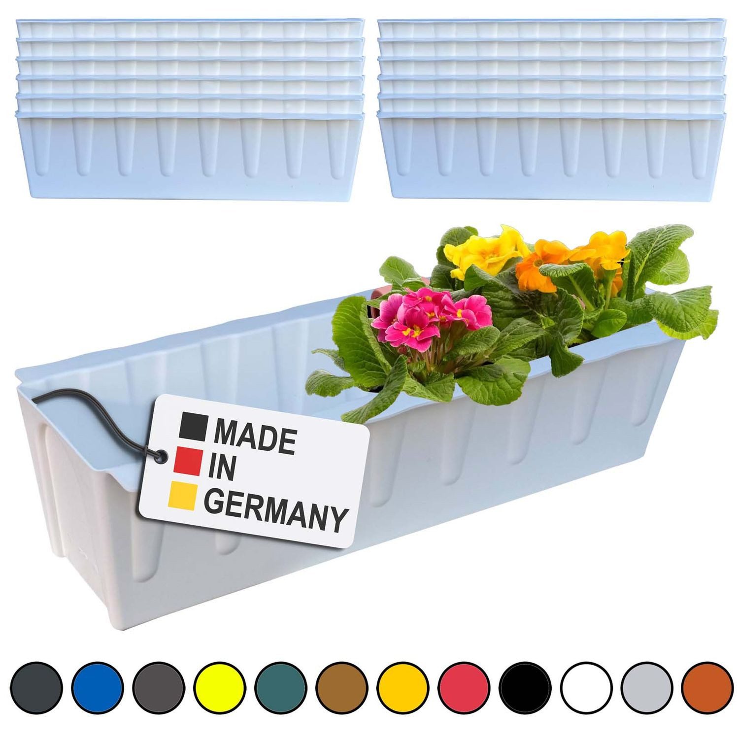 BURI Blumenkasten Blumenkasten Europaletten 12er-Set Weiß Pflanzkasten Balkonkasten
