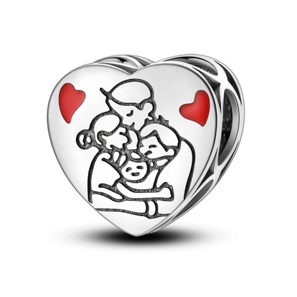 PANDACHARMS Bead Glückliche Familie mit Herzen Charm, 925er Sterling Silber