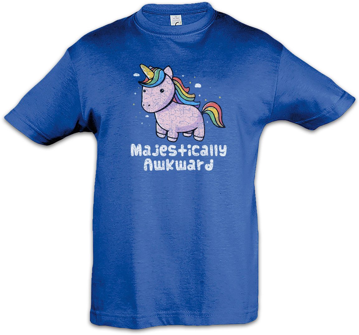 Print-Shirt Unicorn Awkward Kinder T-Shirt Einhorn Comic Anime Regenbogen Rainbow