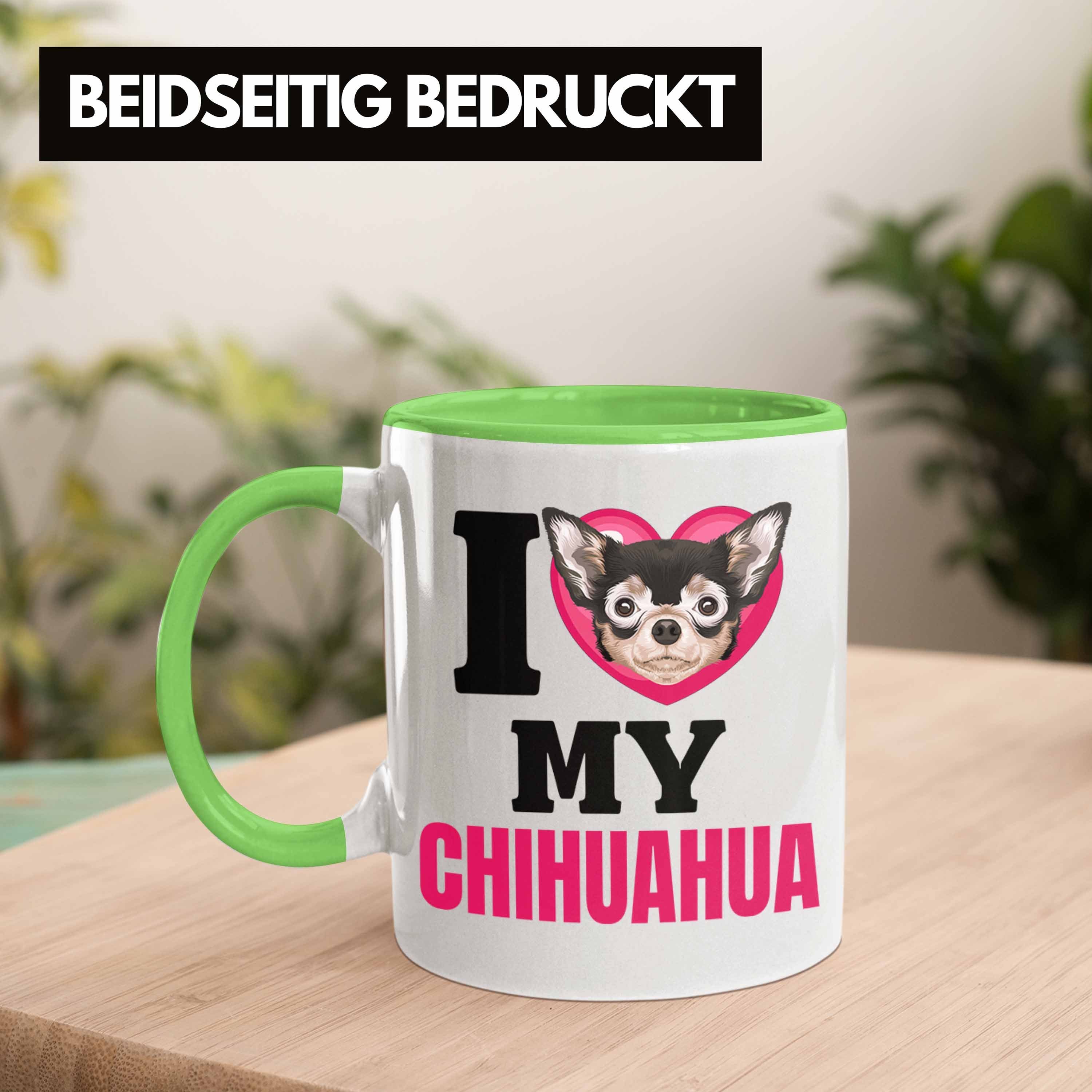 Trendation Tasse Tasse Spruch Grün Chihuahua I Lustiger Geschenk Geschenkidee Besitzerin Lov