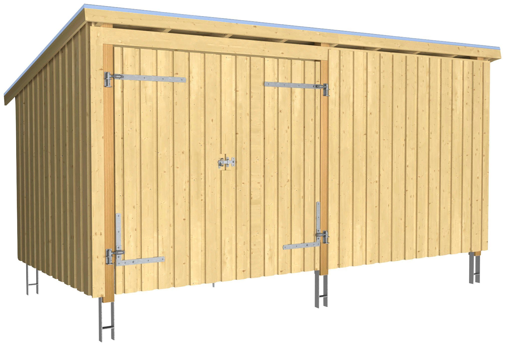 PLUS Gartenhaus Nordic Multi, BxT: 218x432 cm, (Packung), Gartenhaus 9,5 m², mit Doppeltür, Dachpappe/Aluleisten/H-Füße