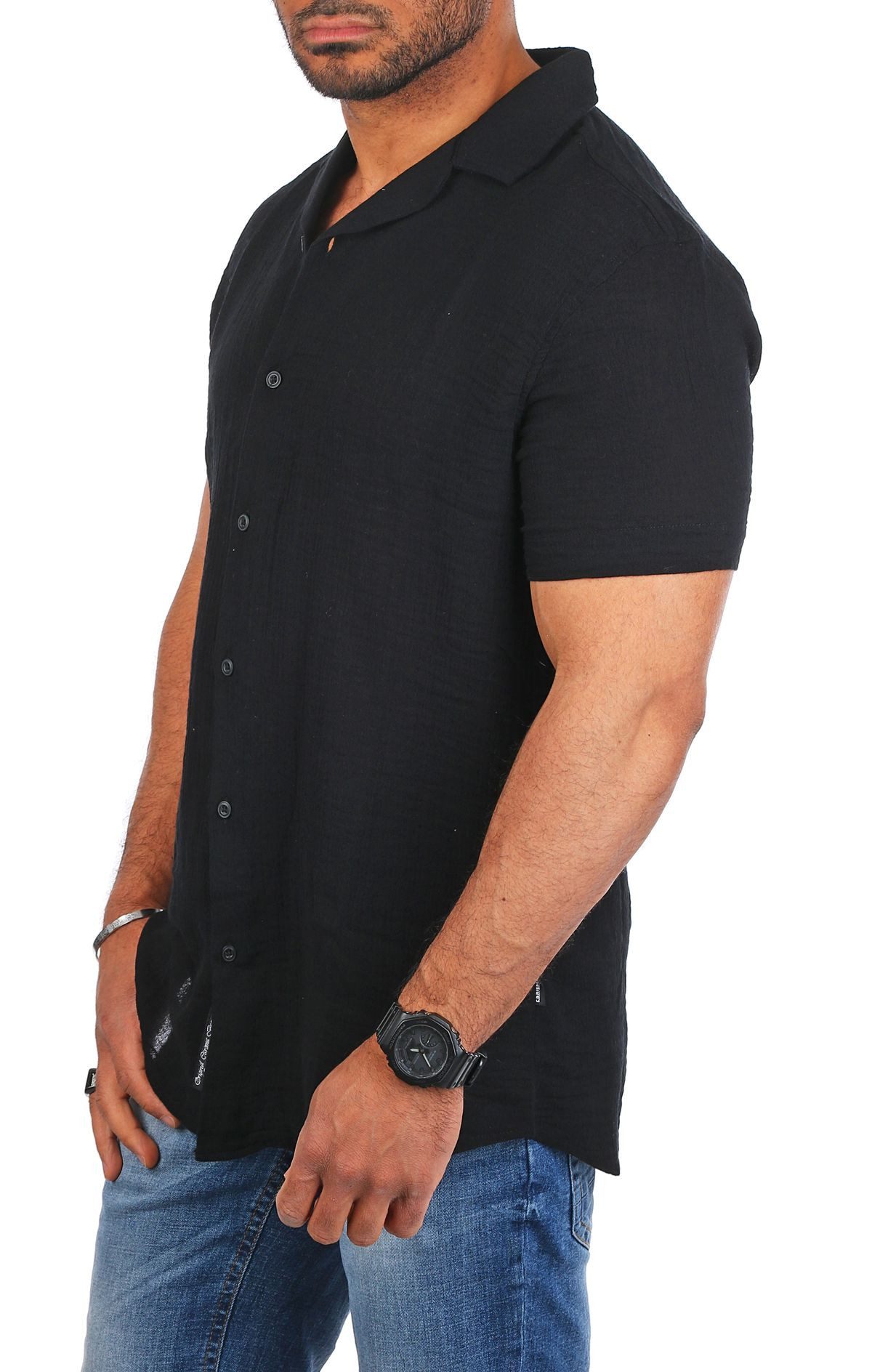 CARISMA Kurzarmhemd Carisma Herren Musselin Baumwoll Strand Hemd angenehm l günstig online kaufen