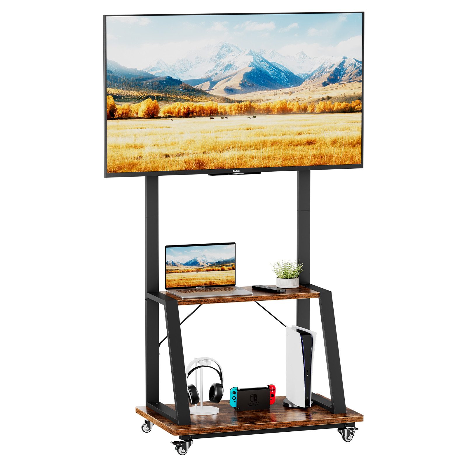 Dripex TV-Ständer mit Rollen Höhenverstellbar für 32-70 Zoll Fernseher, (bis 70 Zoll, Mobile TV Standfuß Rollbar)