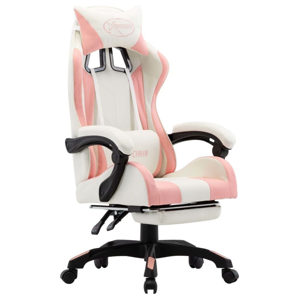 vidaXL Bürostuhl Gaming-Stuhl mit Fußstütze Rosa und Weiß Kunstleder (1 St) Rosa und Weiß | Rosa und Weiß