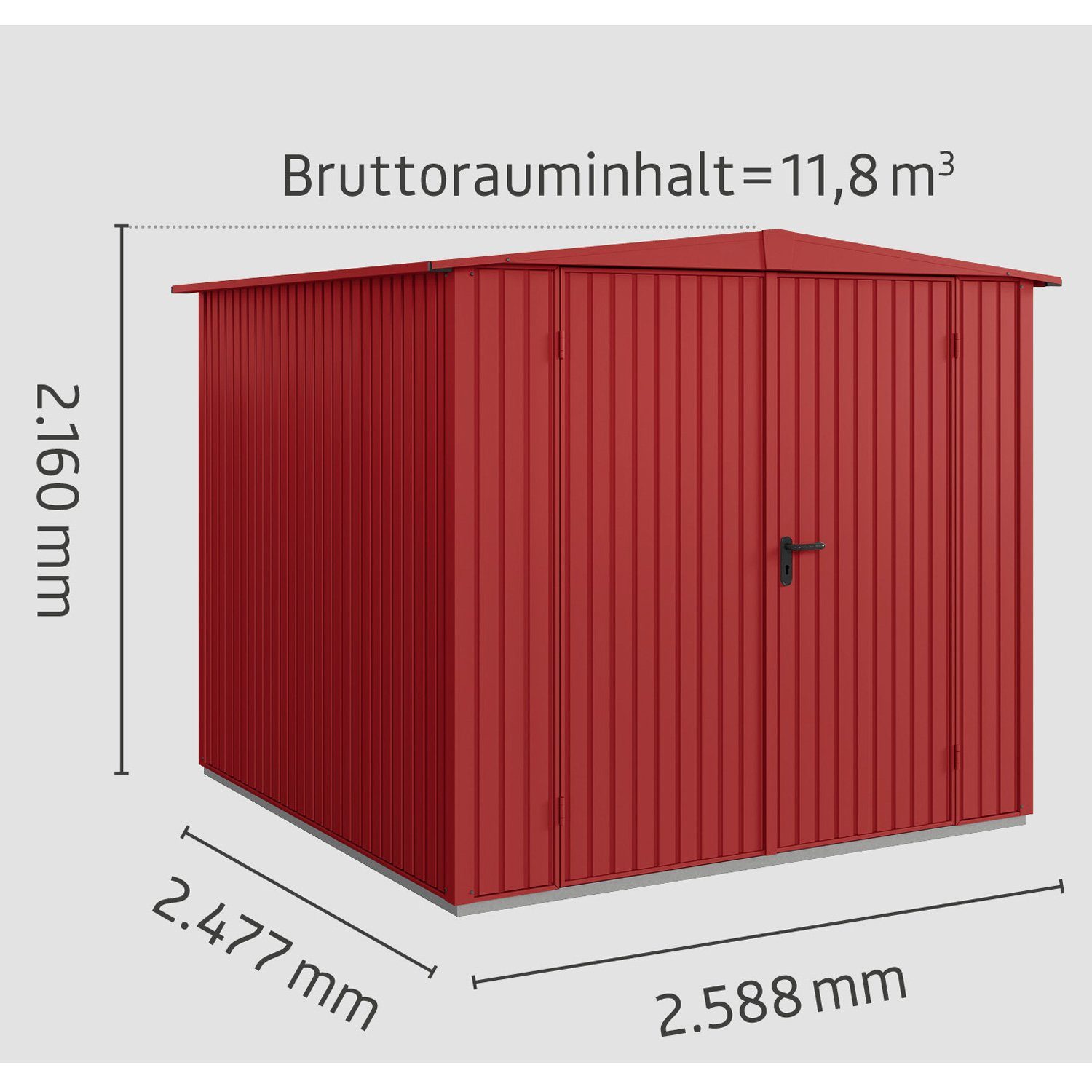 Hörmann Ecostar Gerätehaus Trend mit Satteldach (259 x 248 cm), Metall, ohne scharfe Kanten