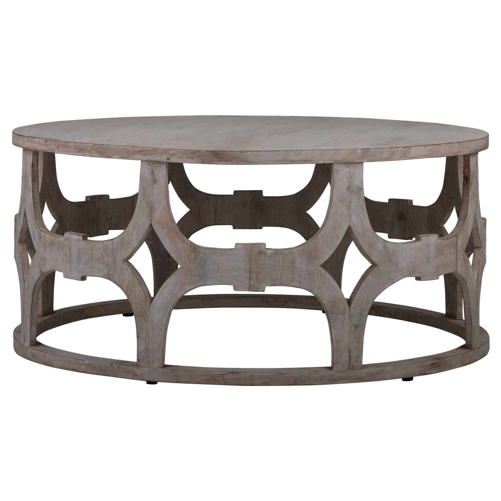 WOMO-DESIGN Couchtisch Beistelltisch handgefertigt aus Massivholz Sofatisch Wohnzimmertisch, Kaffeetisch Asmara rund Natur Unikat Vintage Design Holztisch