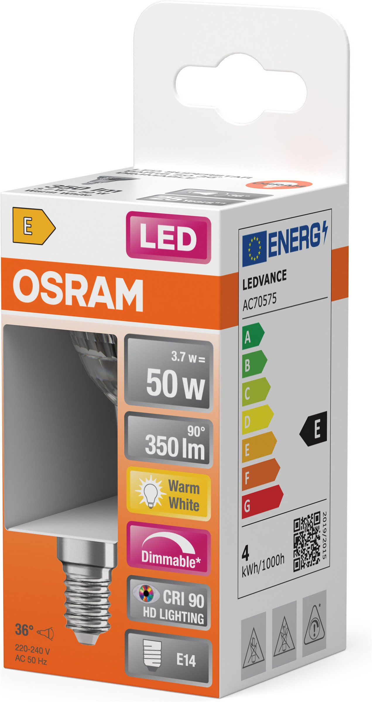 Osram LED-Leuchtmittel LED SUPERSTAR PAR16, E14, 1 St., Warmweiß