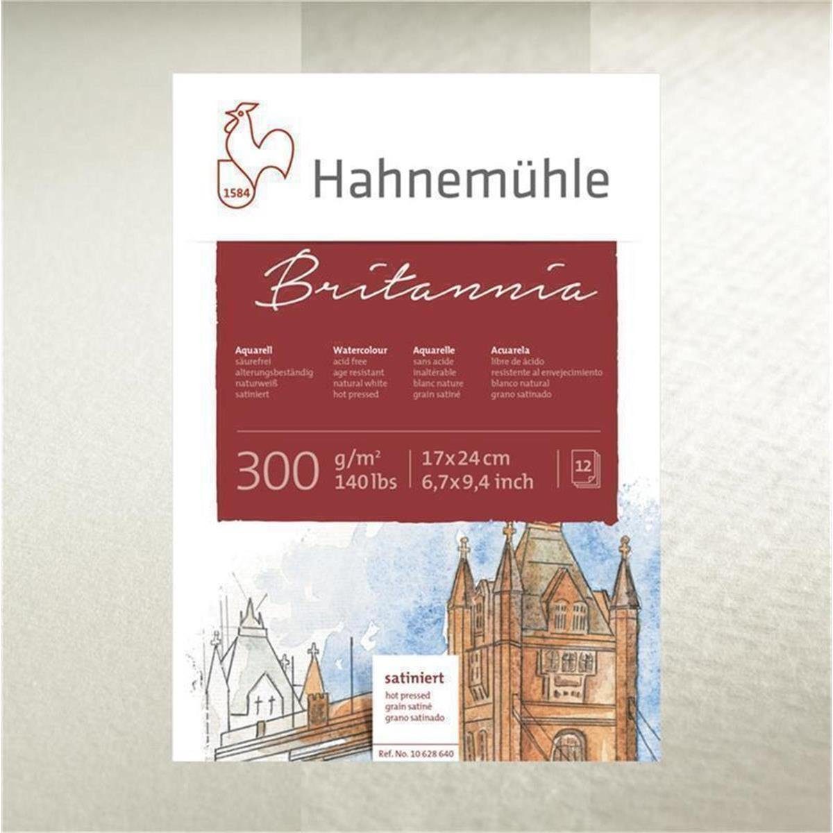 Hahnemühle Aquarellpapier Britannia Aquarellblock - satiniert - 300 g/m² - 42 x 56 cm - 12 Blatt