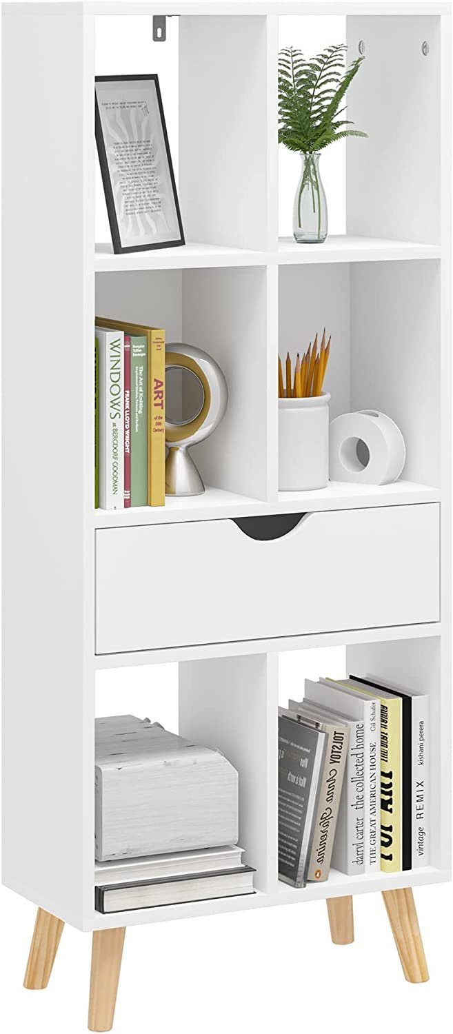 1-tlg., Weiß Aktenregal Schublade, Bücherregal, EUGAD aus MDF, Raumteiler mit