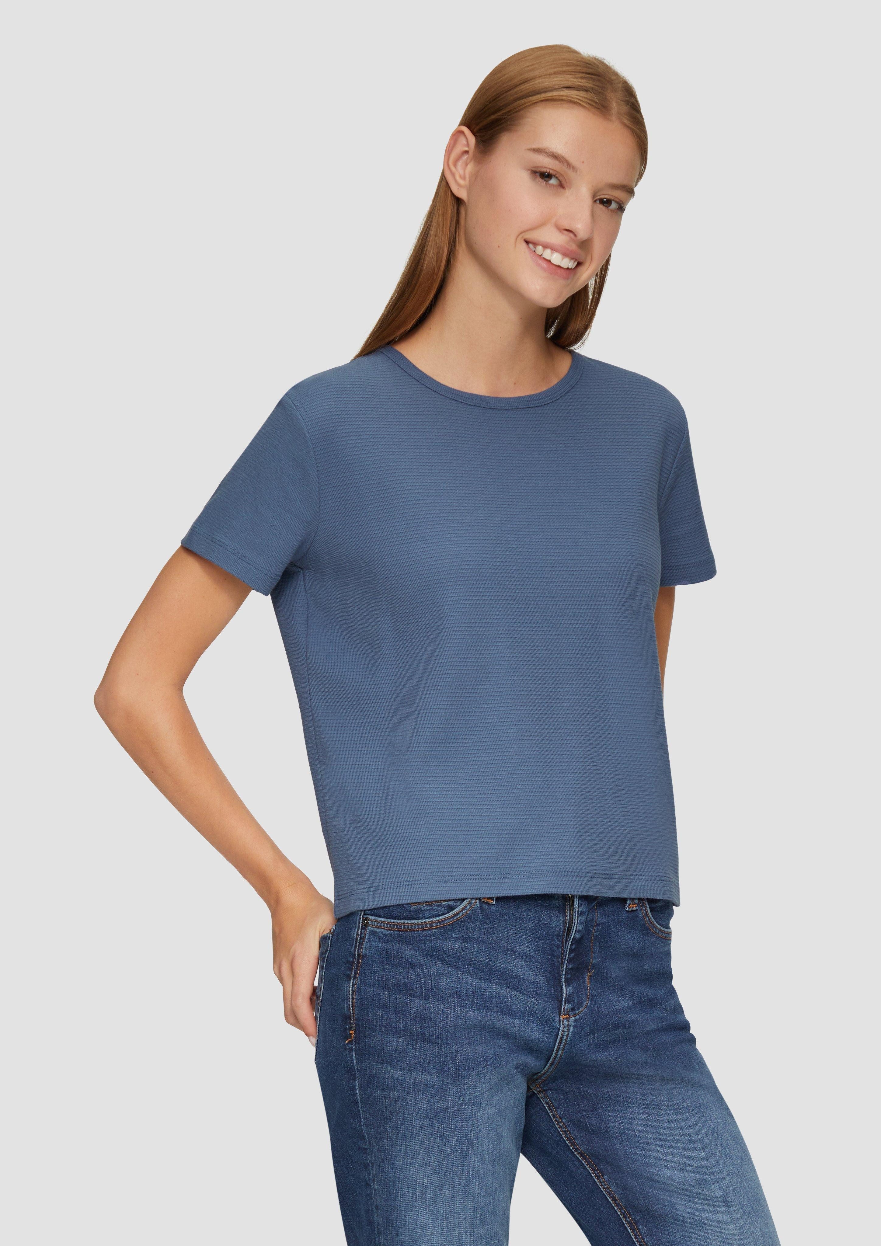 QS Kurzarmshirt Verkürztes T-Shirt mit Piquéstruktur günstig online kaufen