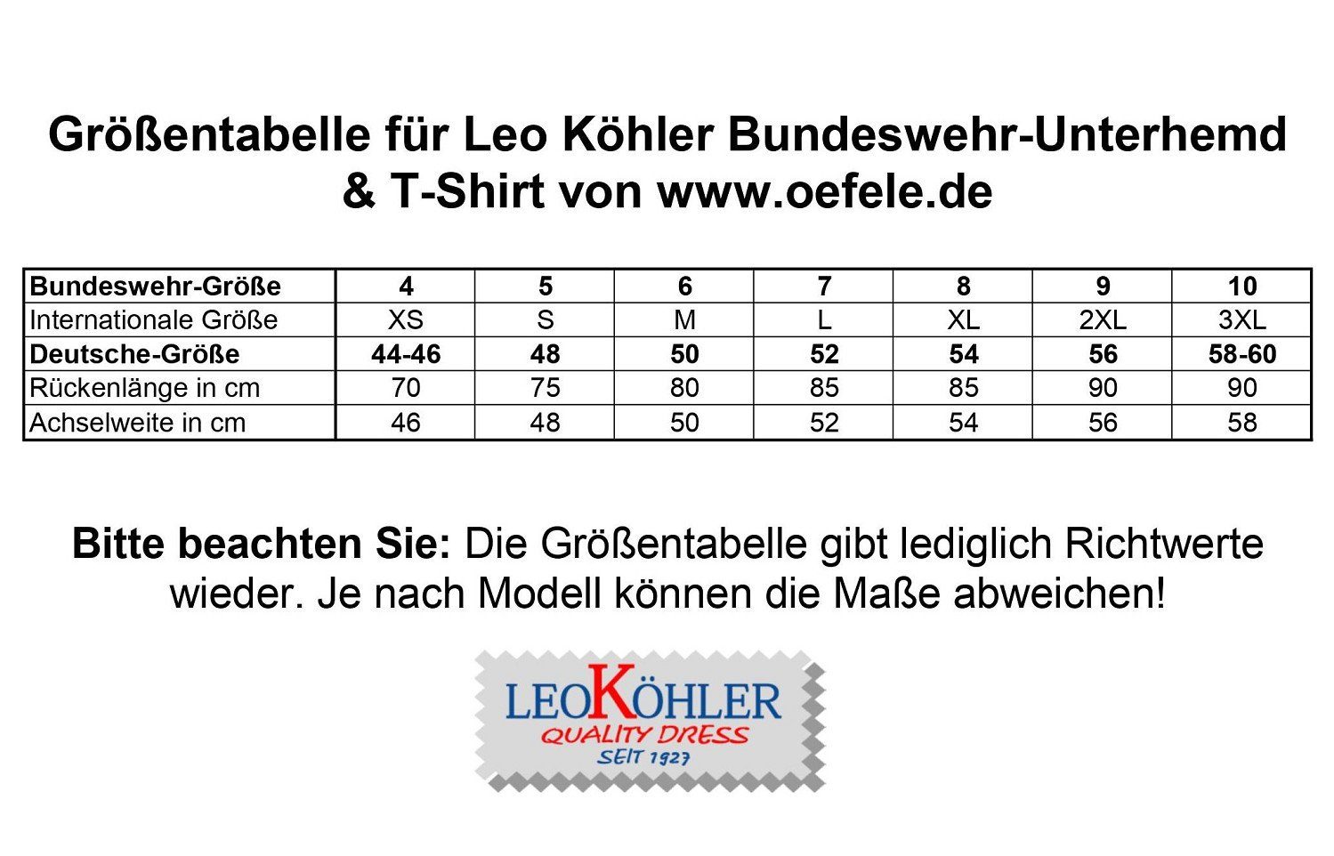 Leo Köhler T-Shirt Original Bundeswehr-Unterhemd T-Shirt Jagdunterhemd von Oefele Jagd