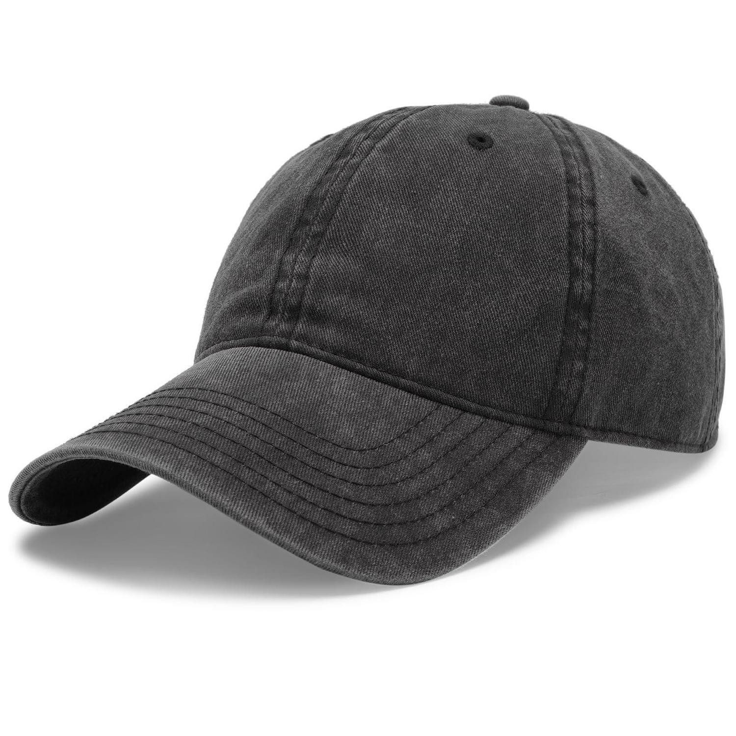 Baseball Cap Basecap Herren Damen Baumwolle Vintage Dad Hat Verstellbar Schwarz L