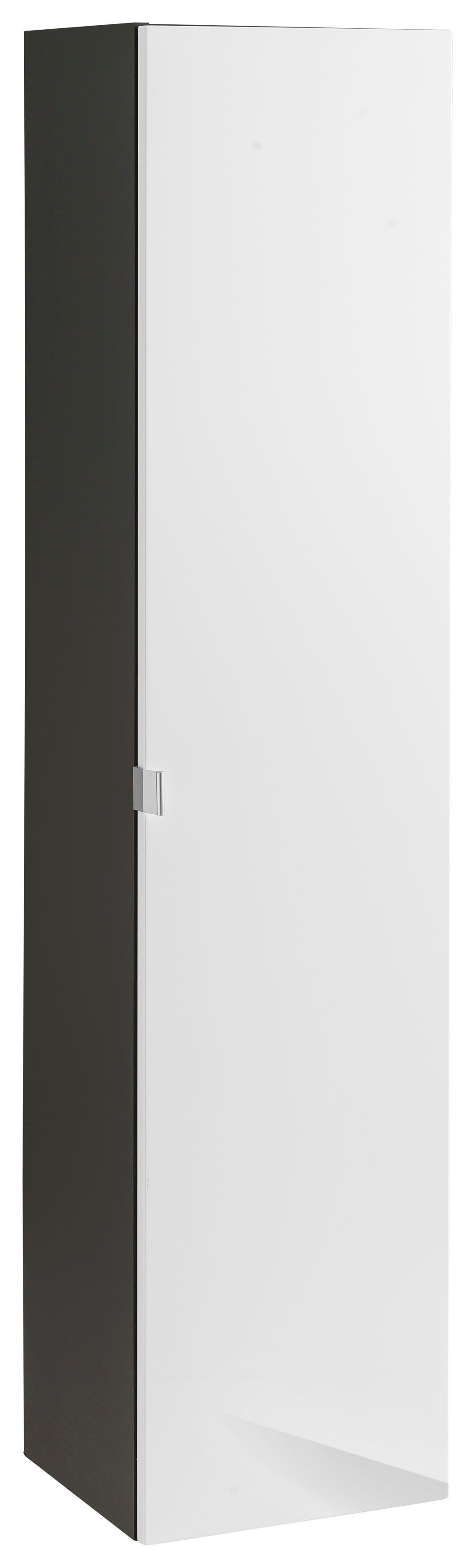 welltime Hochschrank Bardolino Badschrank mit innen verspiegelter Tür in Weiß Hochglanz