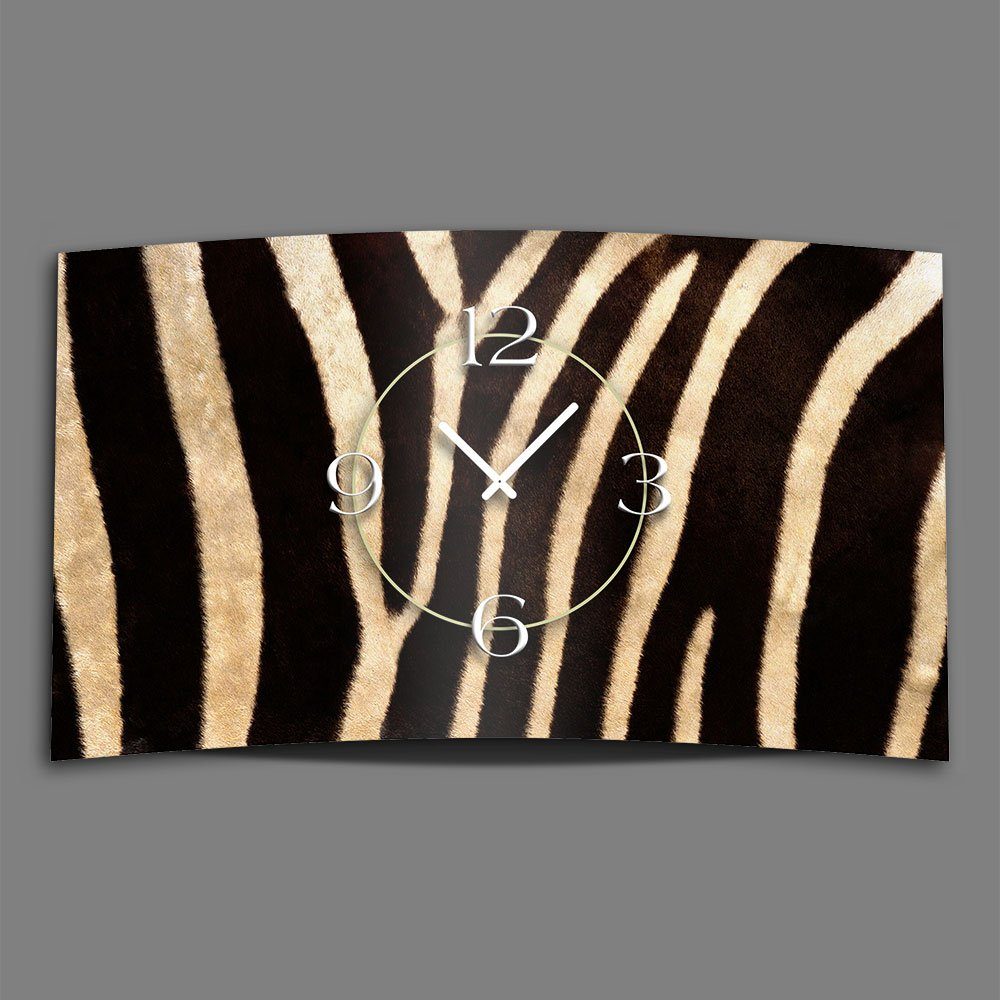 Wanduhr Design (Einzigartige modernes Zebra Fell Wanduhren Designer 3D-Optik 4mm Alu-Dibond) dixtime Wanduhr aus Animalprint