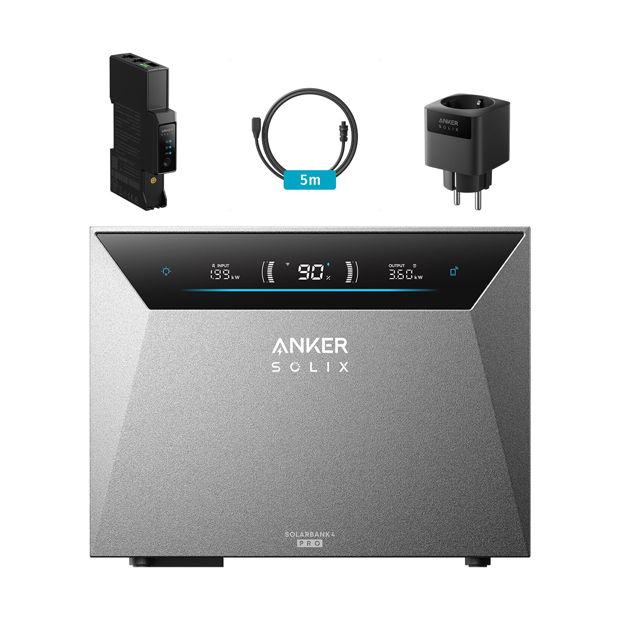 Anker Balkonkraftwerk Anker SOLIX Solarbank 4 E5000 Pro, 2500 W, LiFePO4, (Solarbank 4 E5000 Pro), mit smart meter gen2