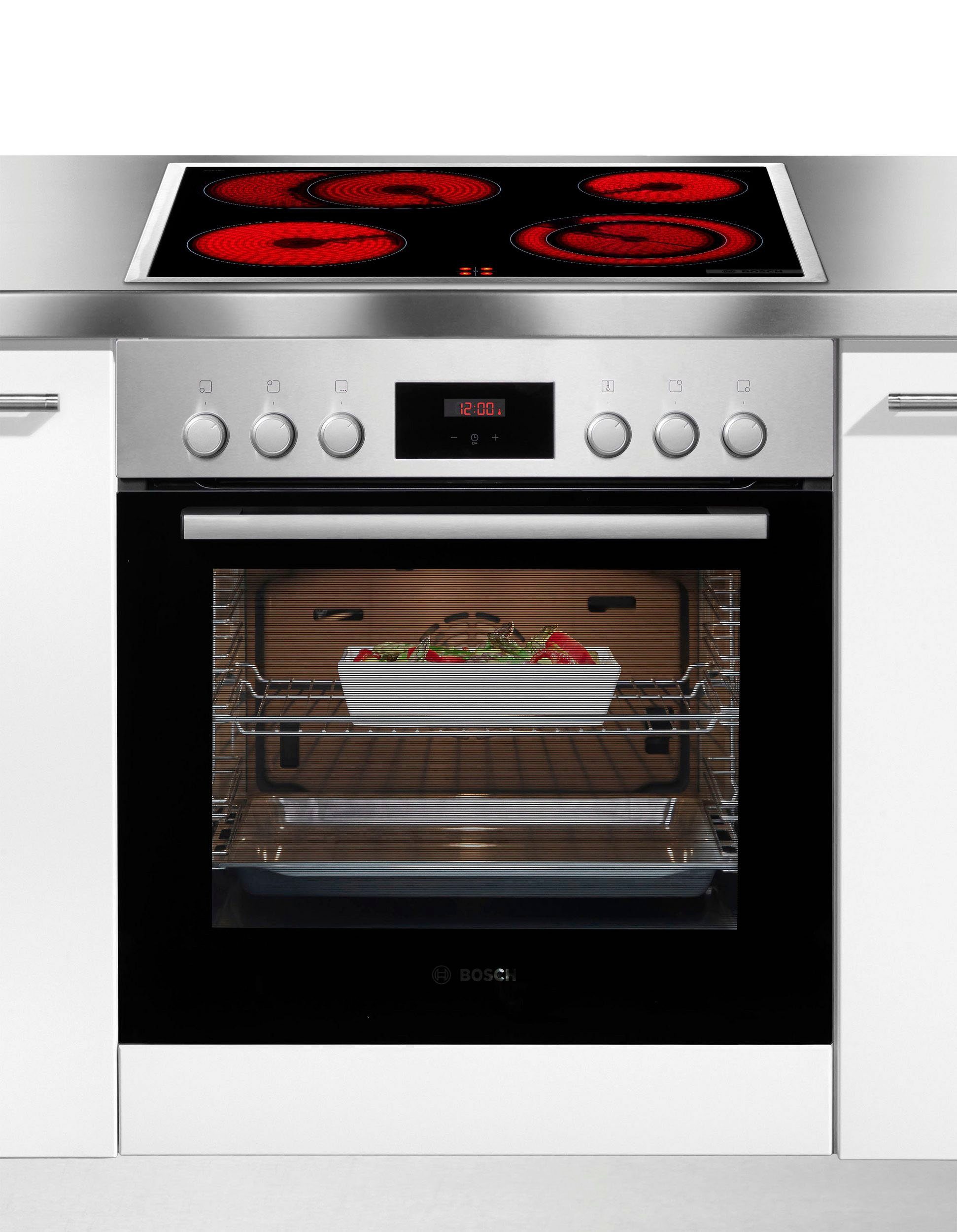 BOSCH Elektro-Herd-Set HND231AS62, mit Teleskopauszug nachrüstbar, ecoClean Direct
