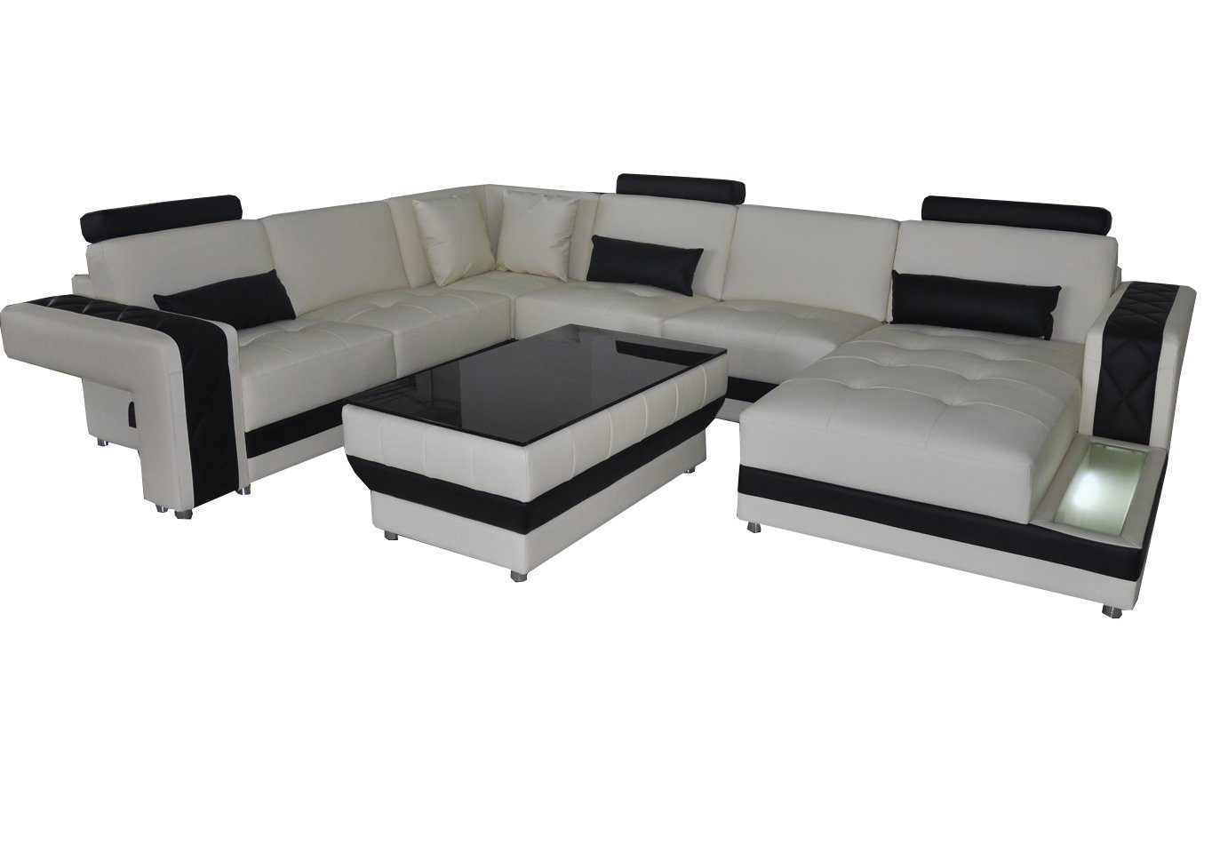 Design Wohnlandschaft Couch Sofa Eck Ledersofa Ecksofa, JVmoebel Modern U-Form