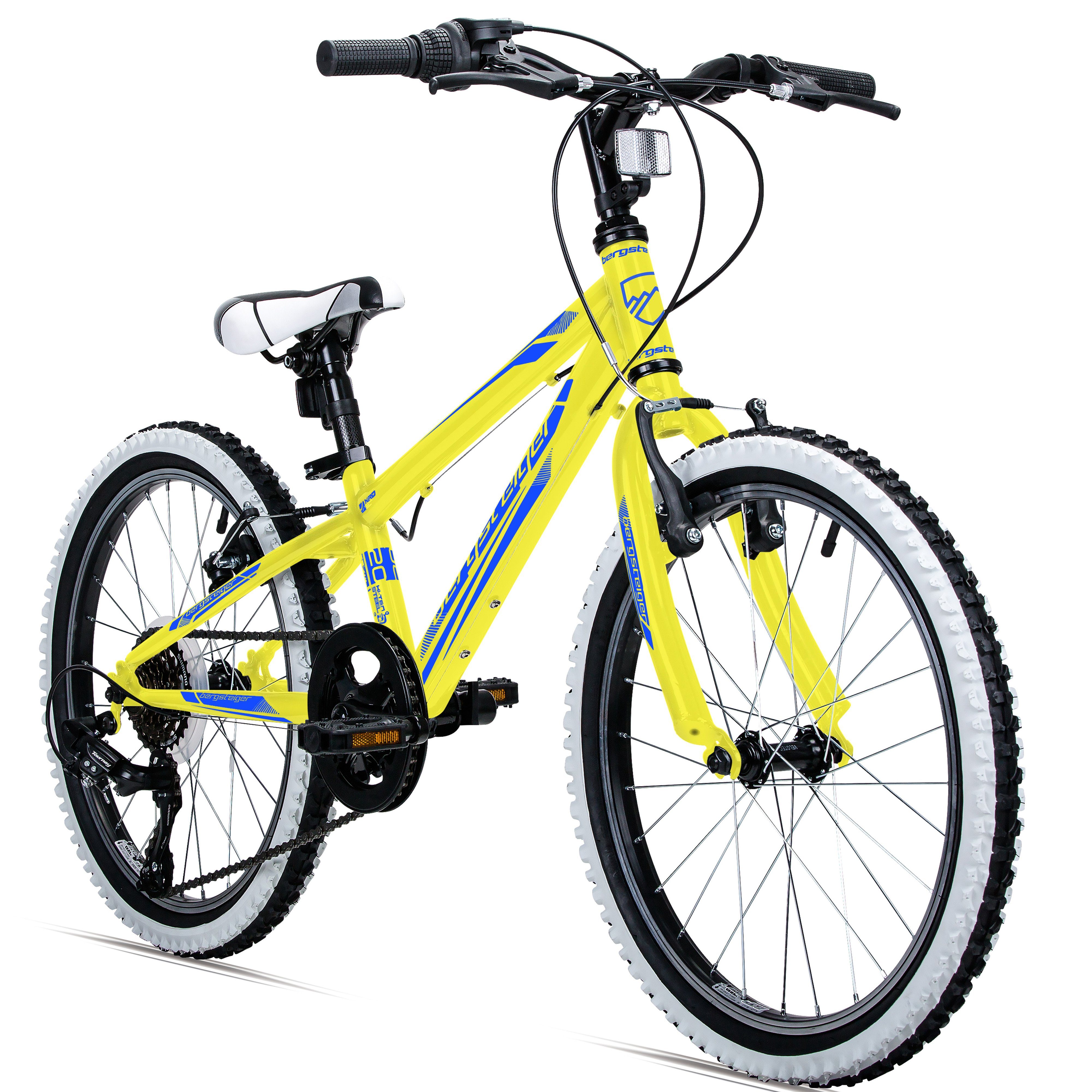 bergsteiger Kinderfahrrad Kansas 20, 24 Zoll, 6, 7, 8, 9, 10, 11 Jahre, Mädchen, Jungen, 6 Gang Shimano Tourney RD-TY300 Schaltwerk, Kettenschaltung, V-Brakes