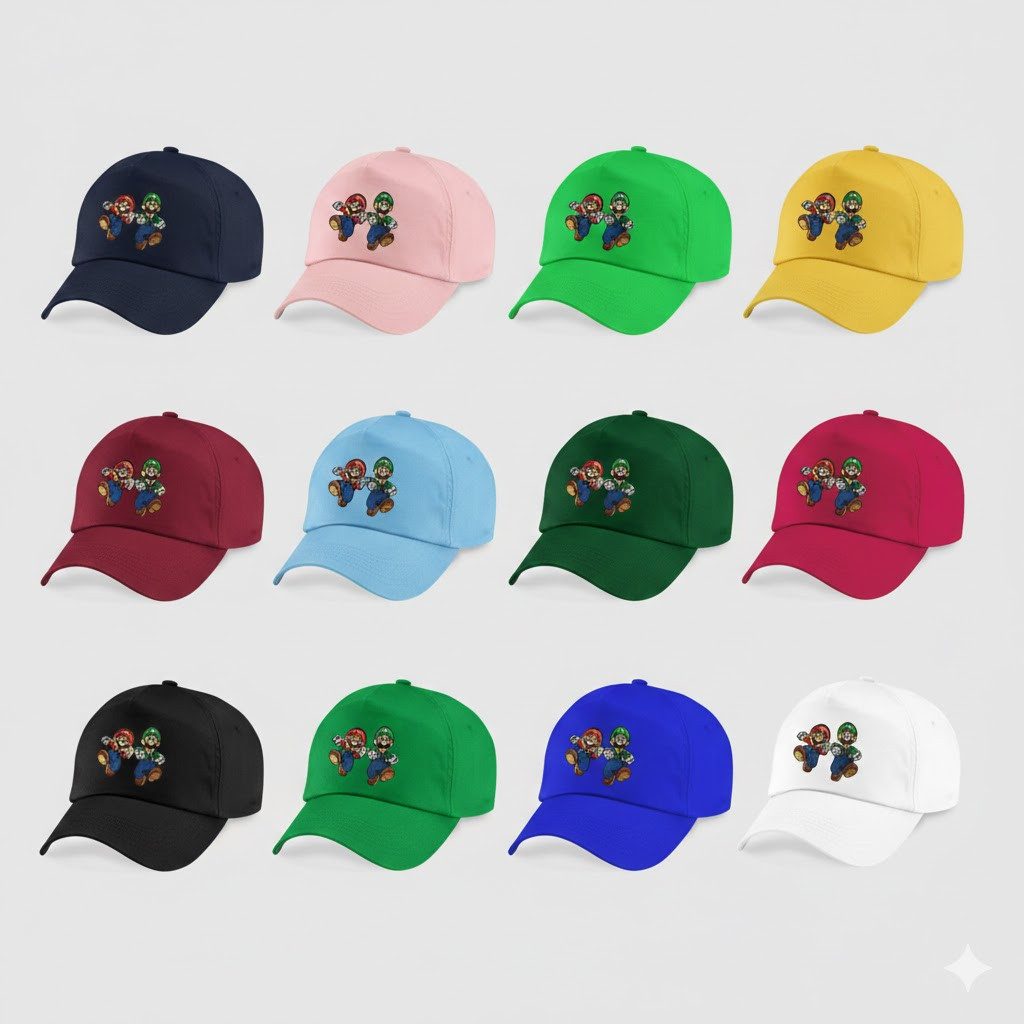 Blondie & Brownie Baseball Cap Kinder Mario und Luigi Stick Patch Super Retro Konsole Kinder Baseball Cap Mario Luigi Patch Stickerei Retro Gaming – Bild 5 von 5