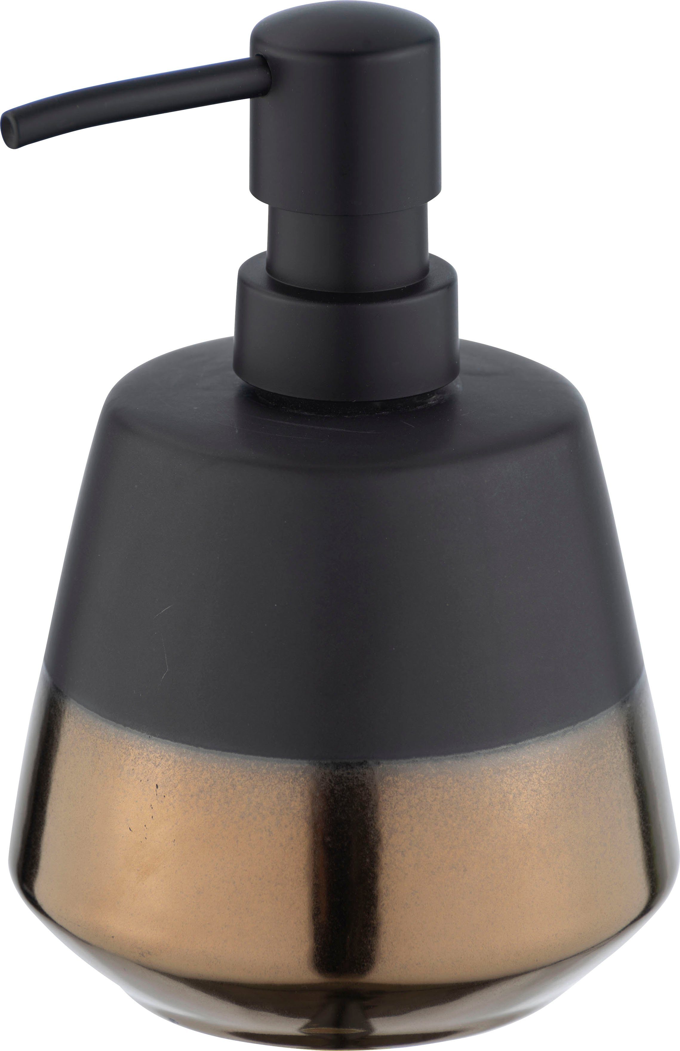WENKO Seifenspender Brandol, (1-tlg), Keramik, 450 ml, (B x H x T): 9,8 x  14,1 x 9,8 cm, 450 ml, Keramik/Kunststoff | Spülmittelspender