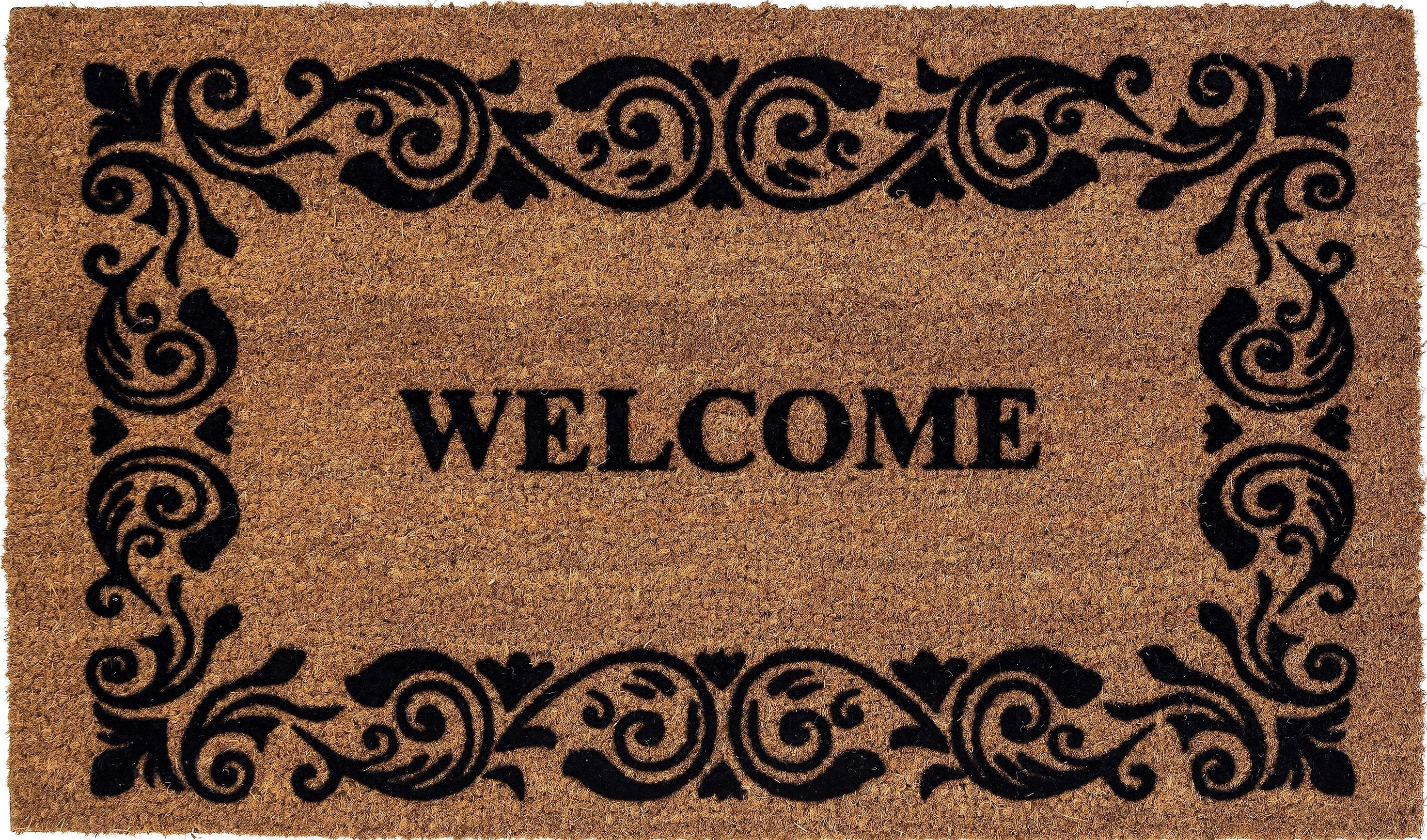 ASTRA Fußmatte Coco Welcome, rechteckig, Höhe: 14 mm, Schmutzfangmatte, Türmatte, Kokosmatte mit Spruch