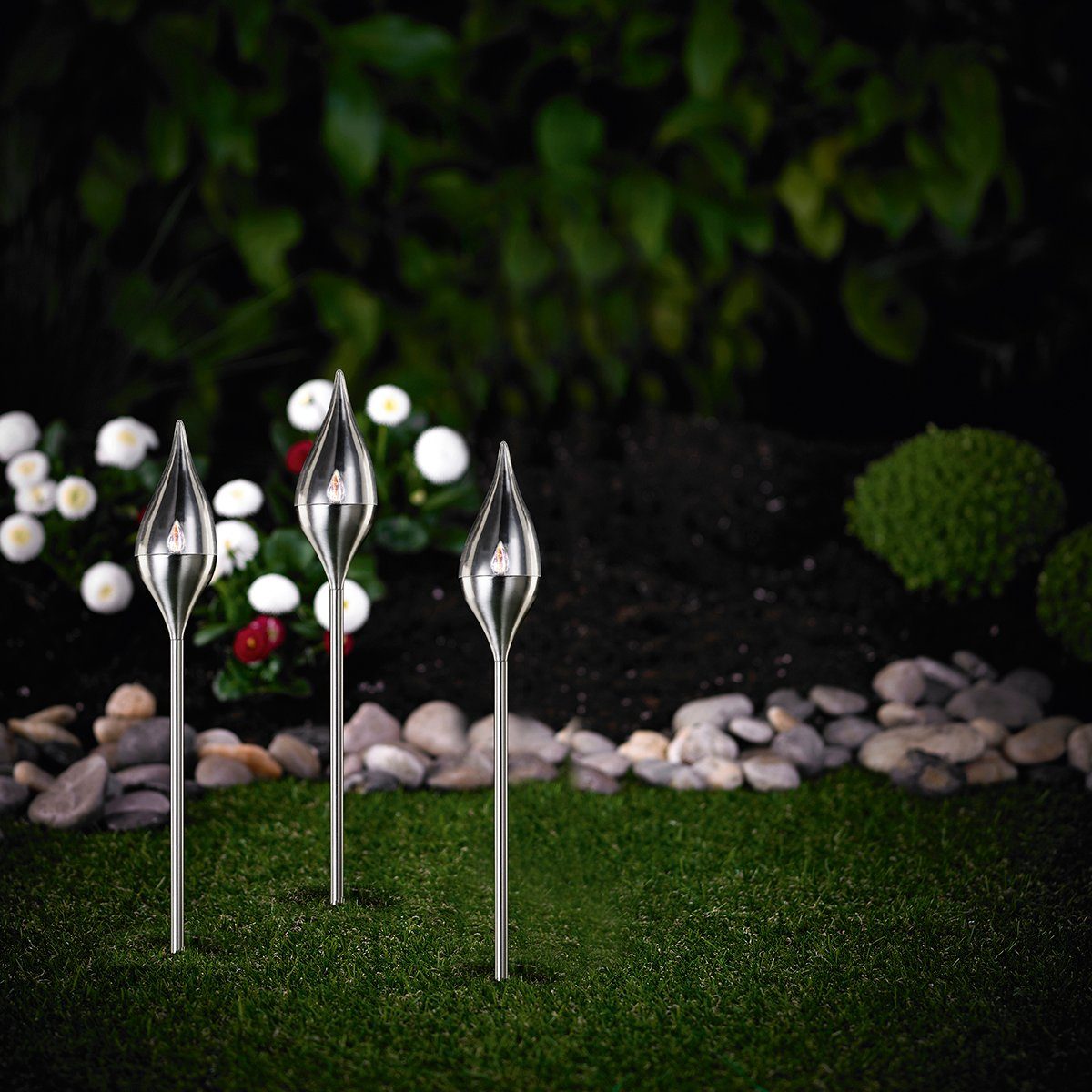 MeLiTec LED Solarleuchte Edelstahl Fackel SO38, LED fest integriert, warmwe günstig online kaufen