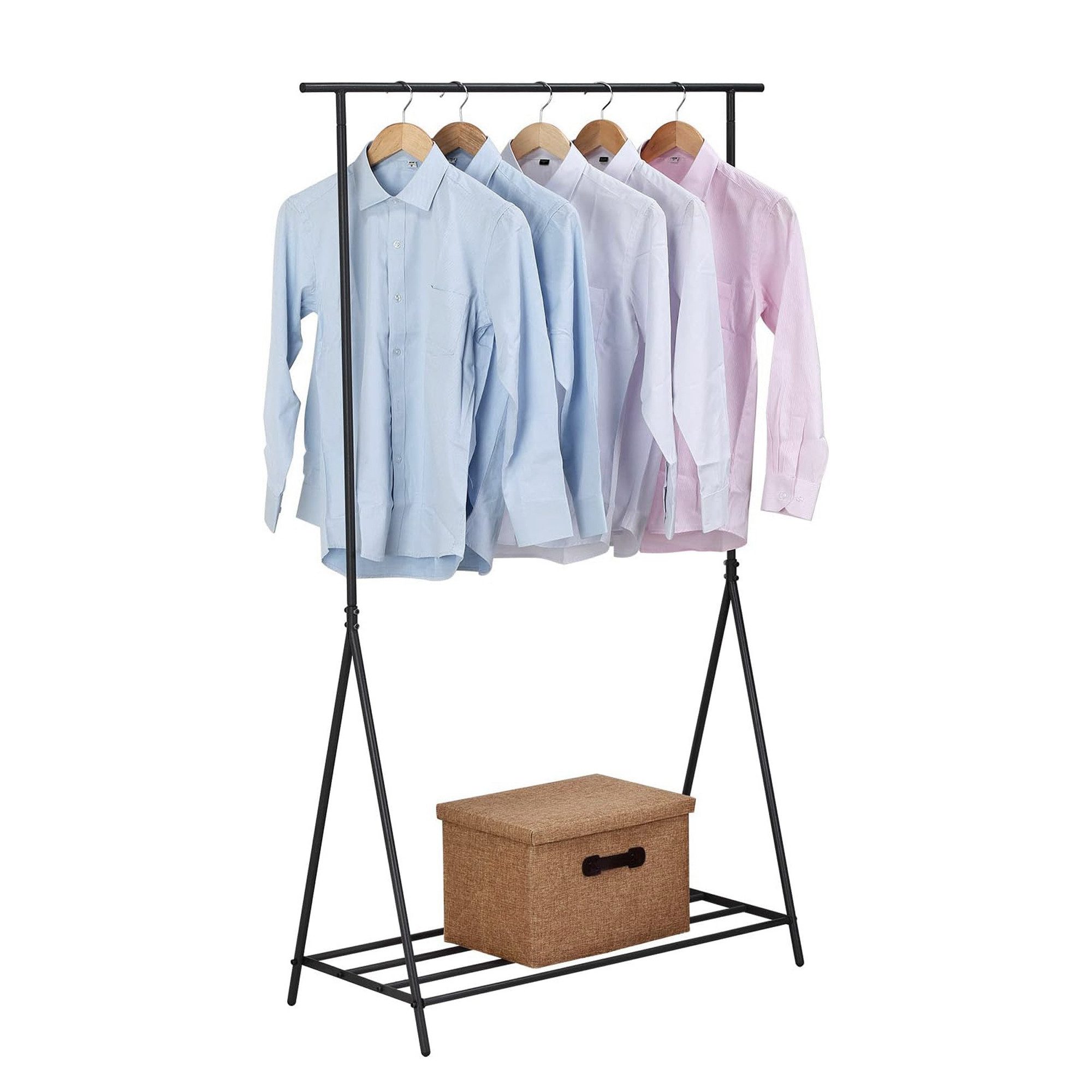 HomeGuru Kleiderständer Kleiderständer Weiß 100x40x160cm, Metall mit Schuhablage, bis 20kg – Bild 3 von 5