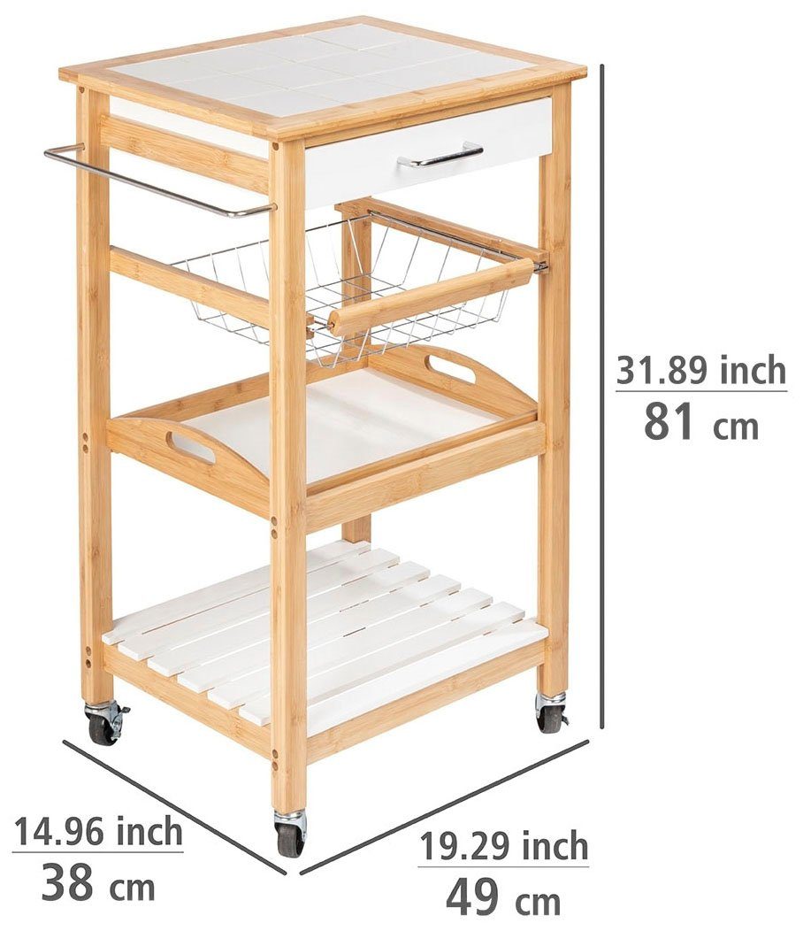 WENKO Regalwagen Finja, 3 Schublade 1 1 1 Aufhängemöglichkeit, Korb, Ablagen