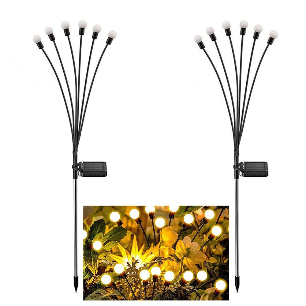 Glühwürmchen wasserdicht. Weiß Solar LED-Lichterkette Stück, IP65 Warmweißes/RGB,Garten LED-Leuchten, MUPOO 2 Deko Gartenleuchte Leuchten Solarbetriebene LED 2 6 Glühwürmchen,6/8/10Köpfe Stück, Warmes