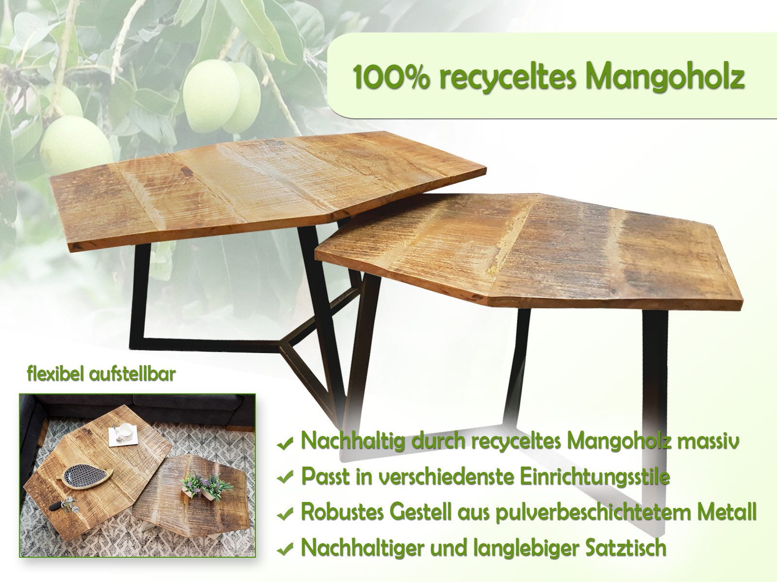 Amagohome Couchtisch Couchtisch Set 2 Stück Wohnzimmer Beistelltisch Satzti günstig online kaufen