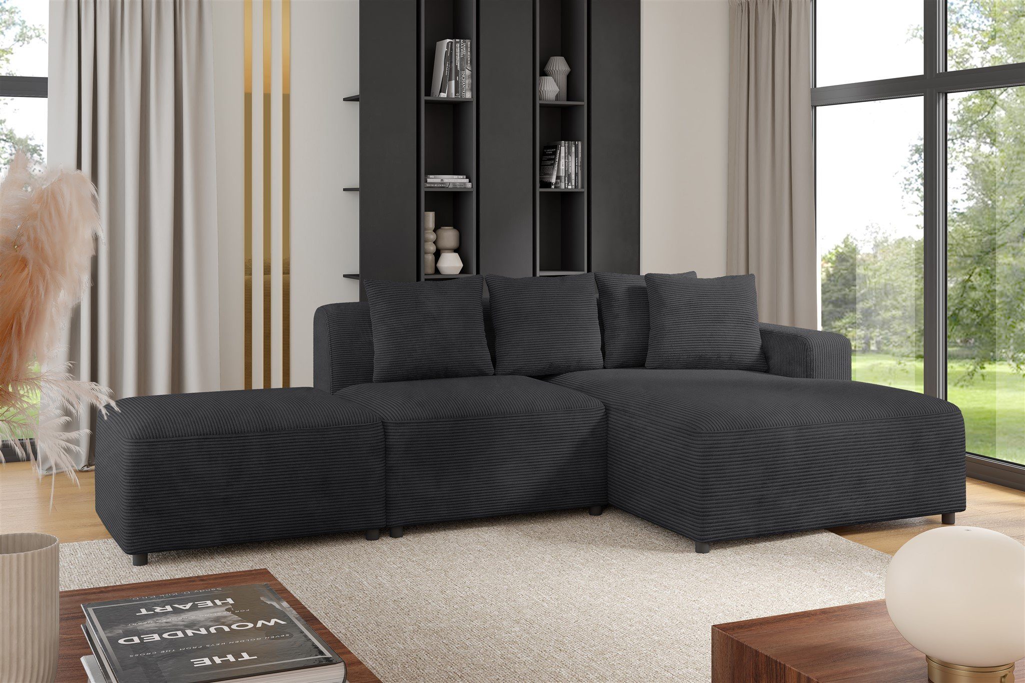 Fun Möbel Polsterhocker Designerhocker MEGAN in Stoff Poso, Rundumbezug