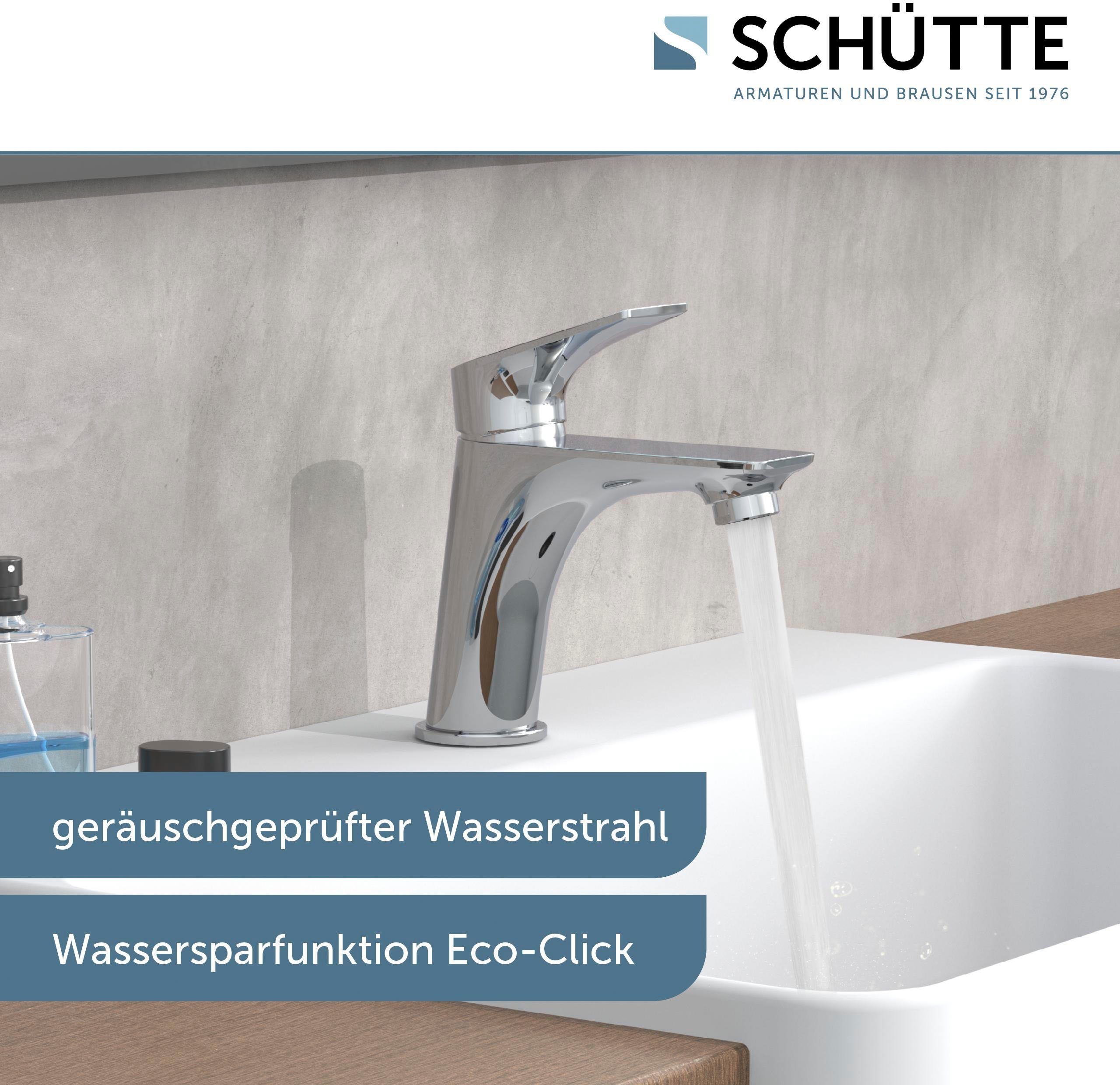 Eco-Click-Funktion, Waschtischarmatur BOSTON Schütte inkl. Pop-Up wassersparende chrom