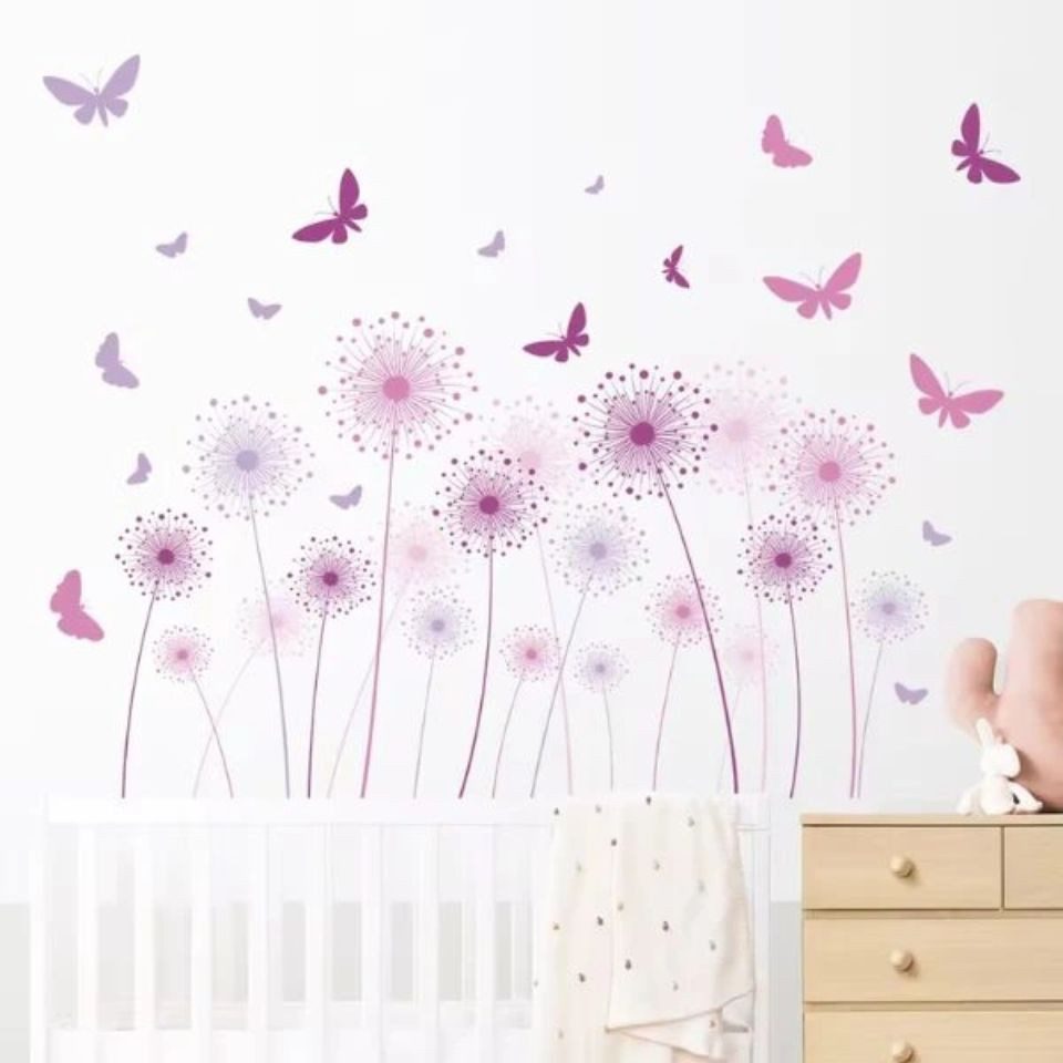 Montegoni Wandsticker Cartoon Pusteblume & Schmetterling Wandsticker – Für Kinderzimmer (Einzelsticker, 1 Wandsticker), Wasserfest, abnehmbar, selbstklebend, um – Bild 4 von 5
