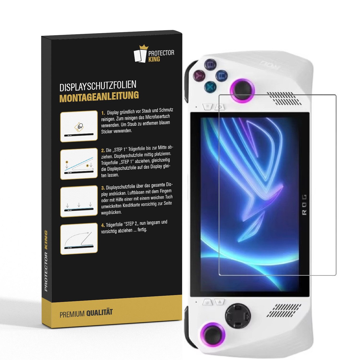Protectorking Schutzfolie 1x Panzerfolie für Asus Rog Ally Anti-Reflex matt Displayschutz Schutz, (1-Stück), matt, Anti-Reflex, entspiegelt
